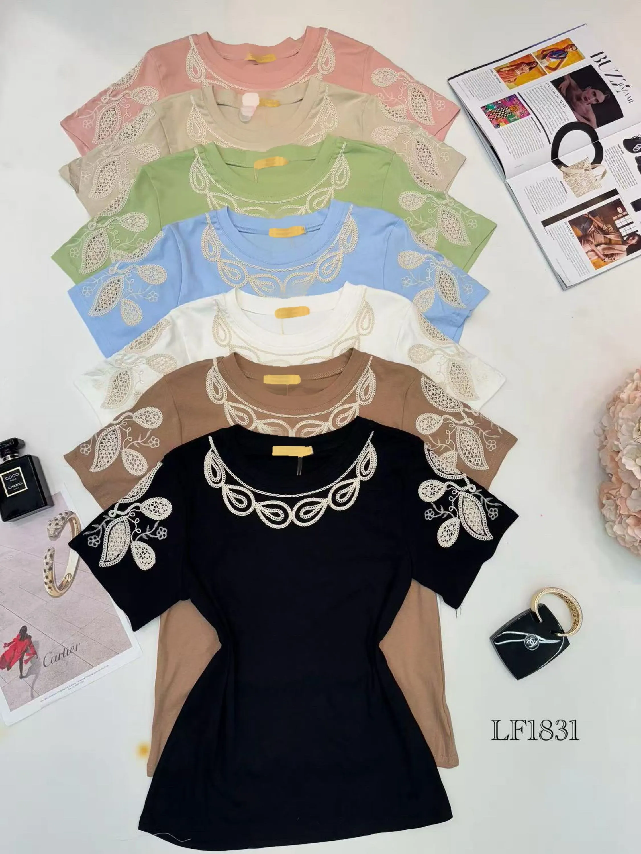 Blusa de algodão com bordado importado pedro ji