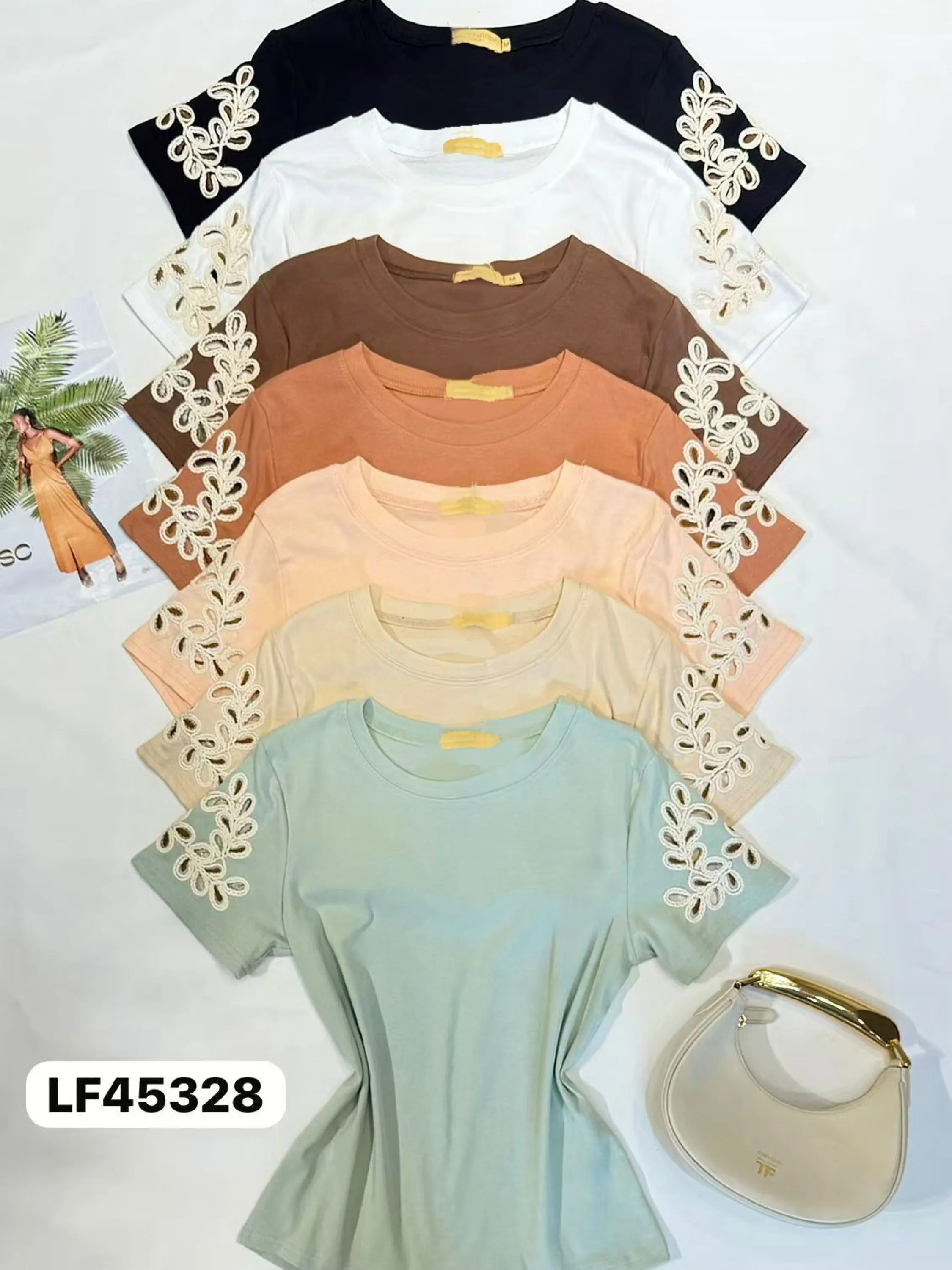 Blusa de algodão com bordado importado pedro ji