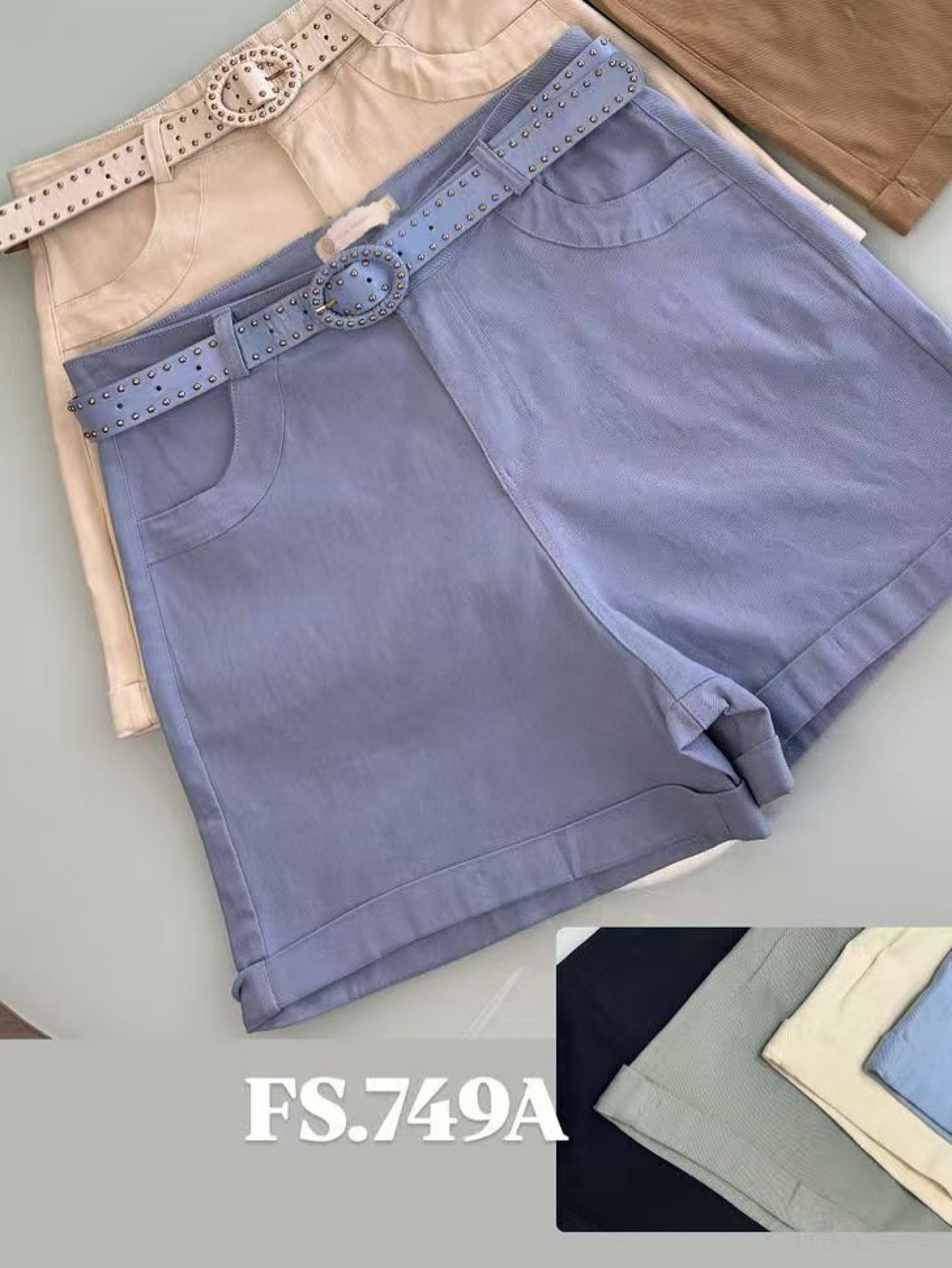 Short de sarja elastano com cinto importado pedro ji