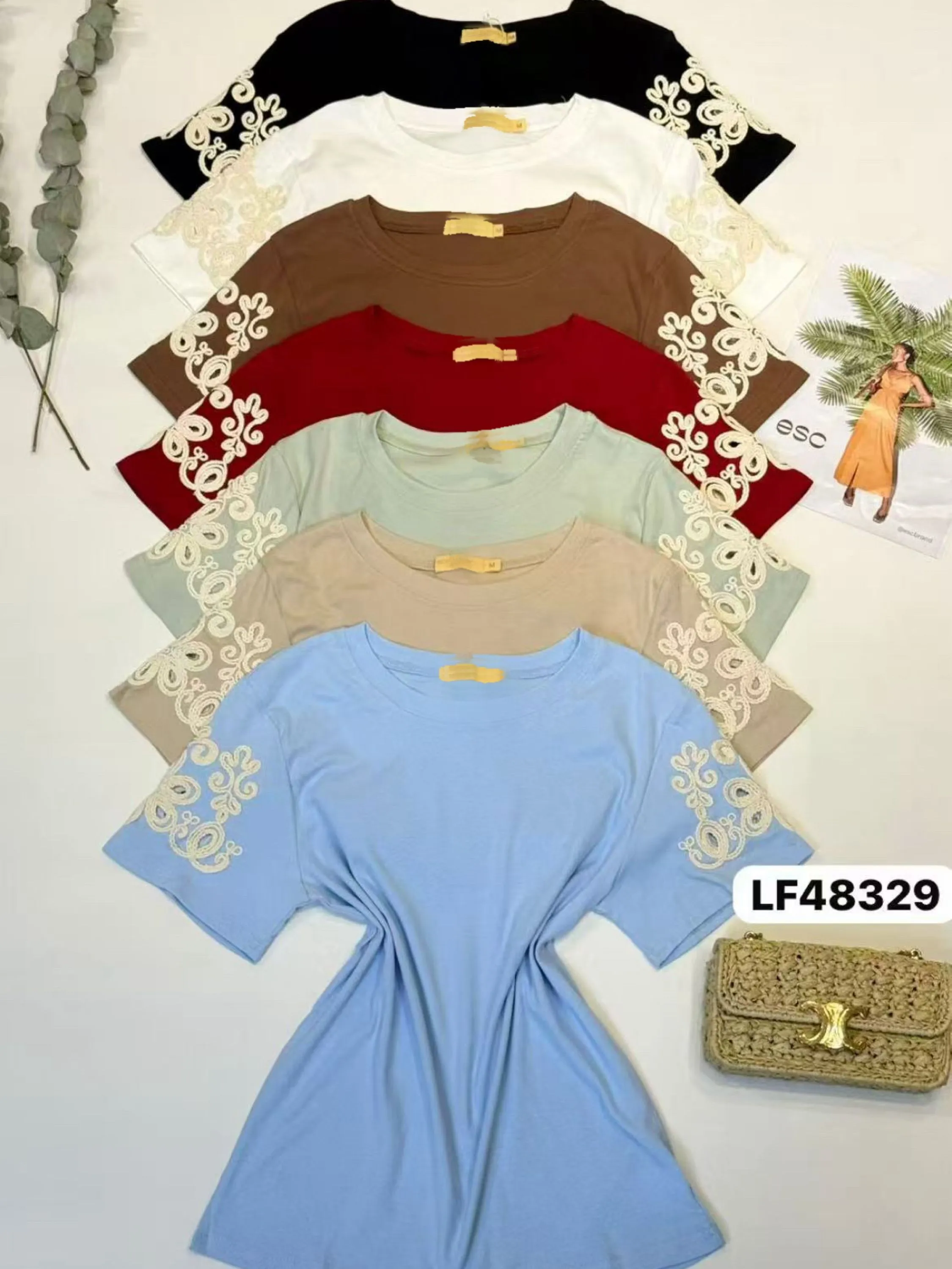 Blusa de algodão com bordado importado pedro ji