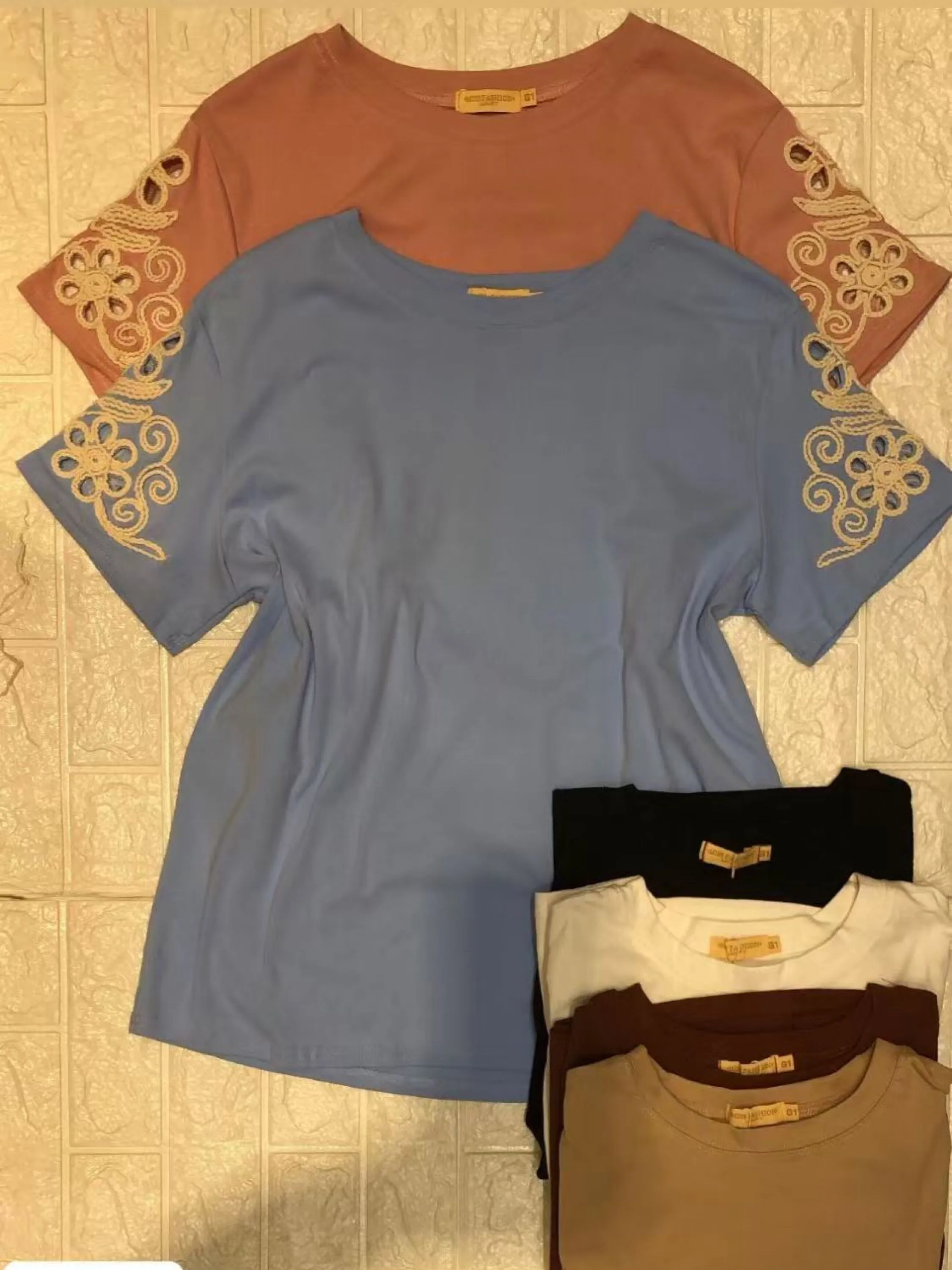 Blusa de plus (G1-G3) manga com bordado importado pedroji