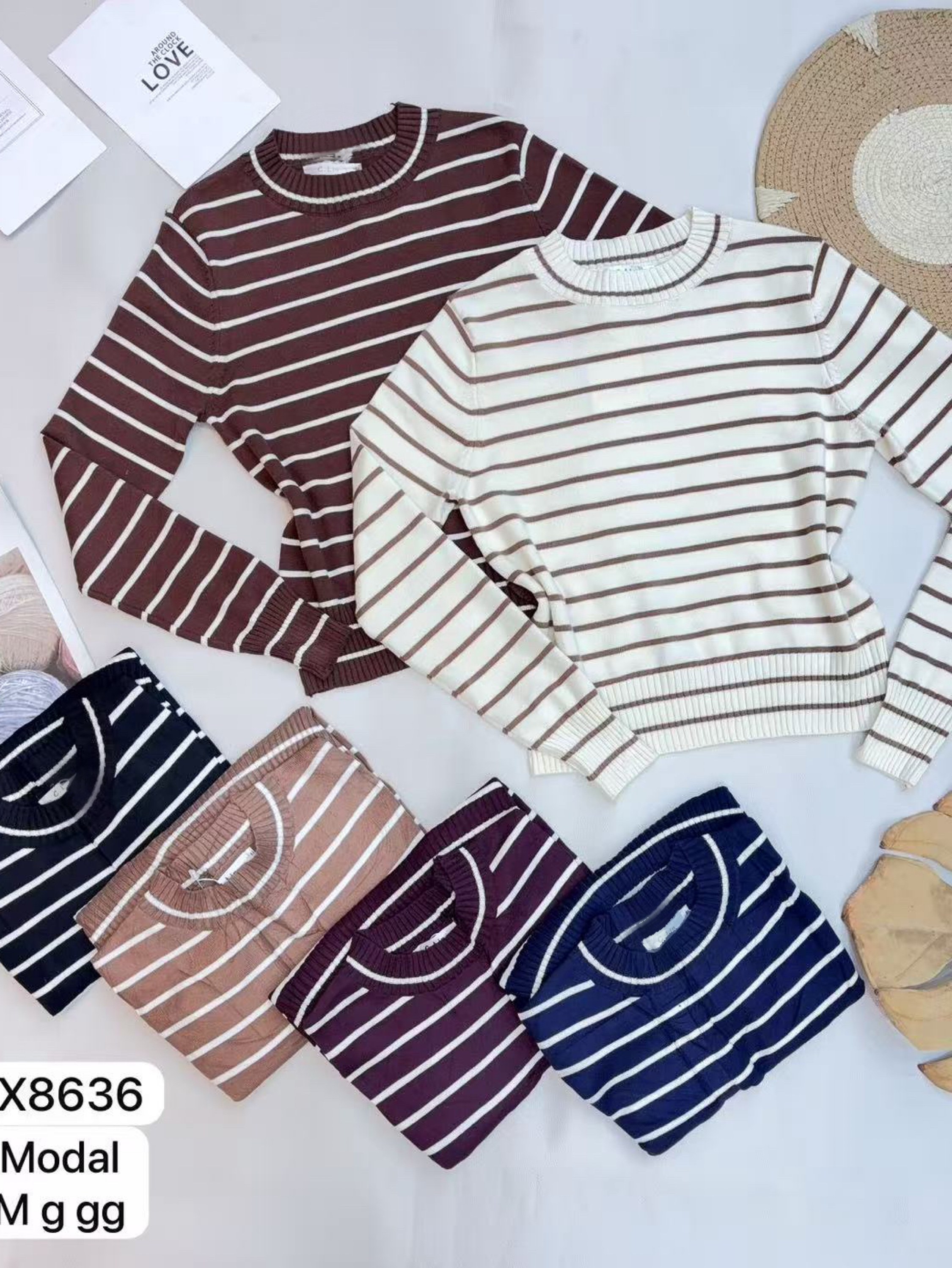 Blusa de modal listrada importado pedro ji