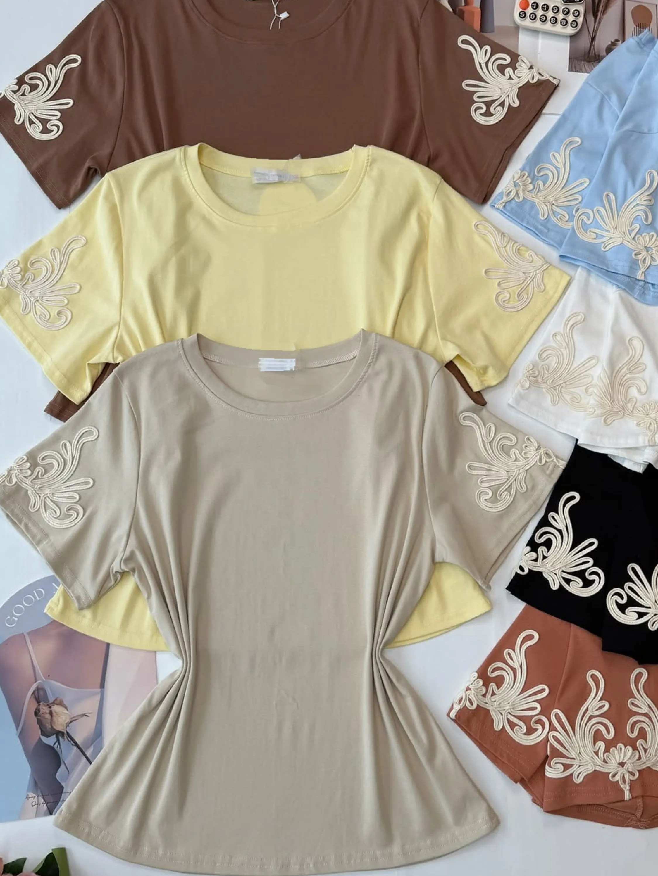 Blusa de algodão com bordado (plus)importado pedro ji