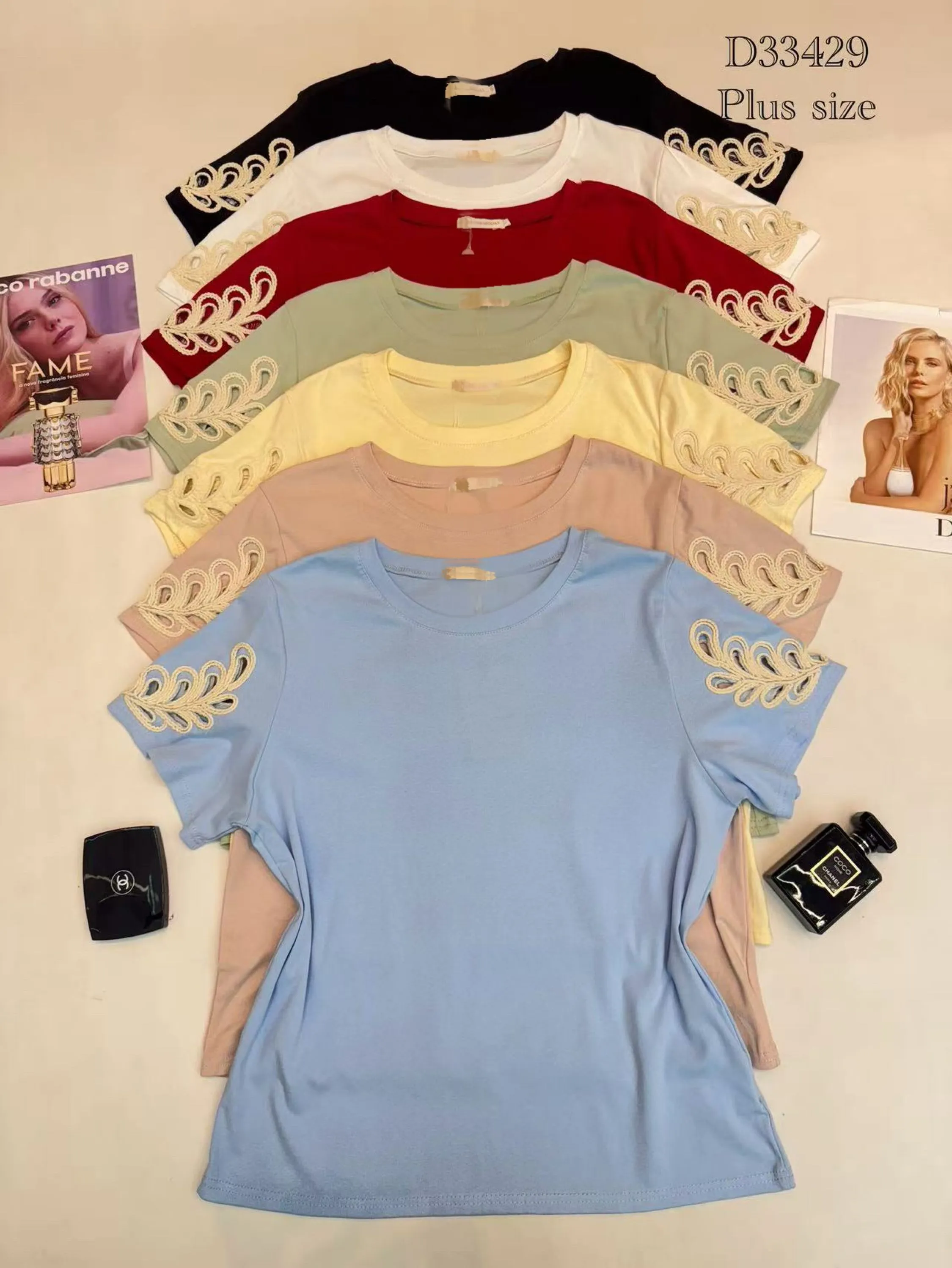 Blusa de algodão com bordado (plus )importado pedro ji