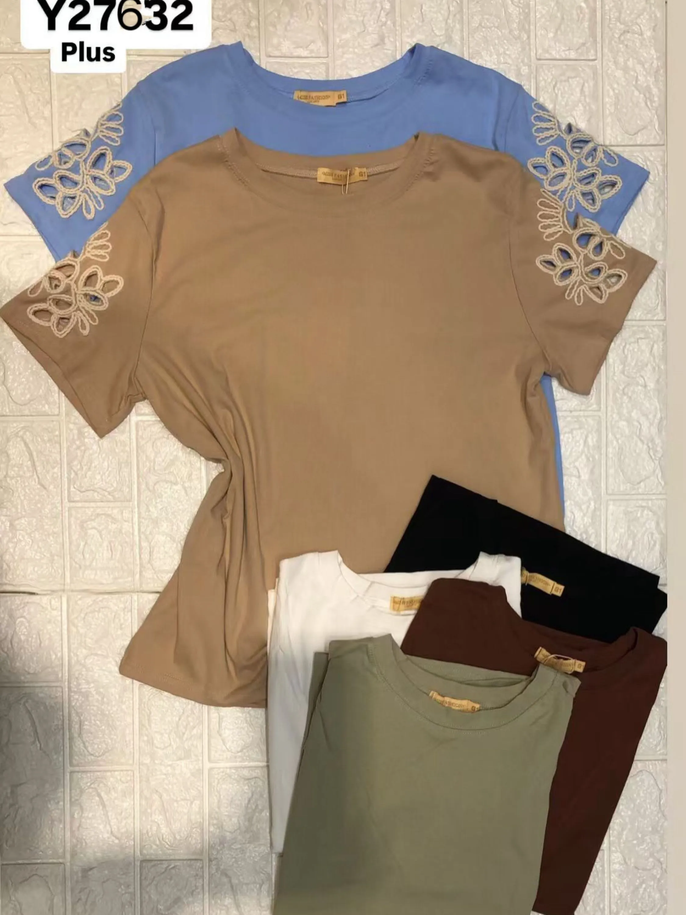 Blusa de plus (G1-G3) manga com bordado importado pedroji
