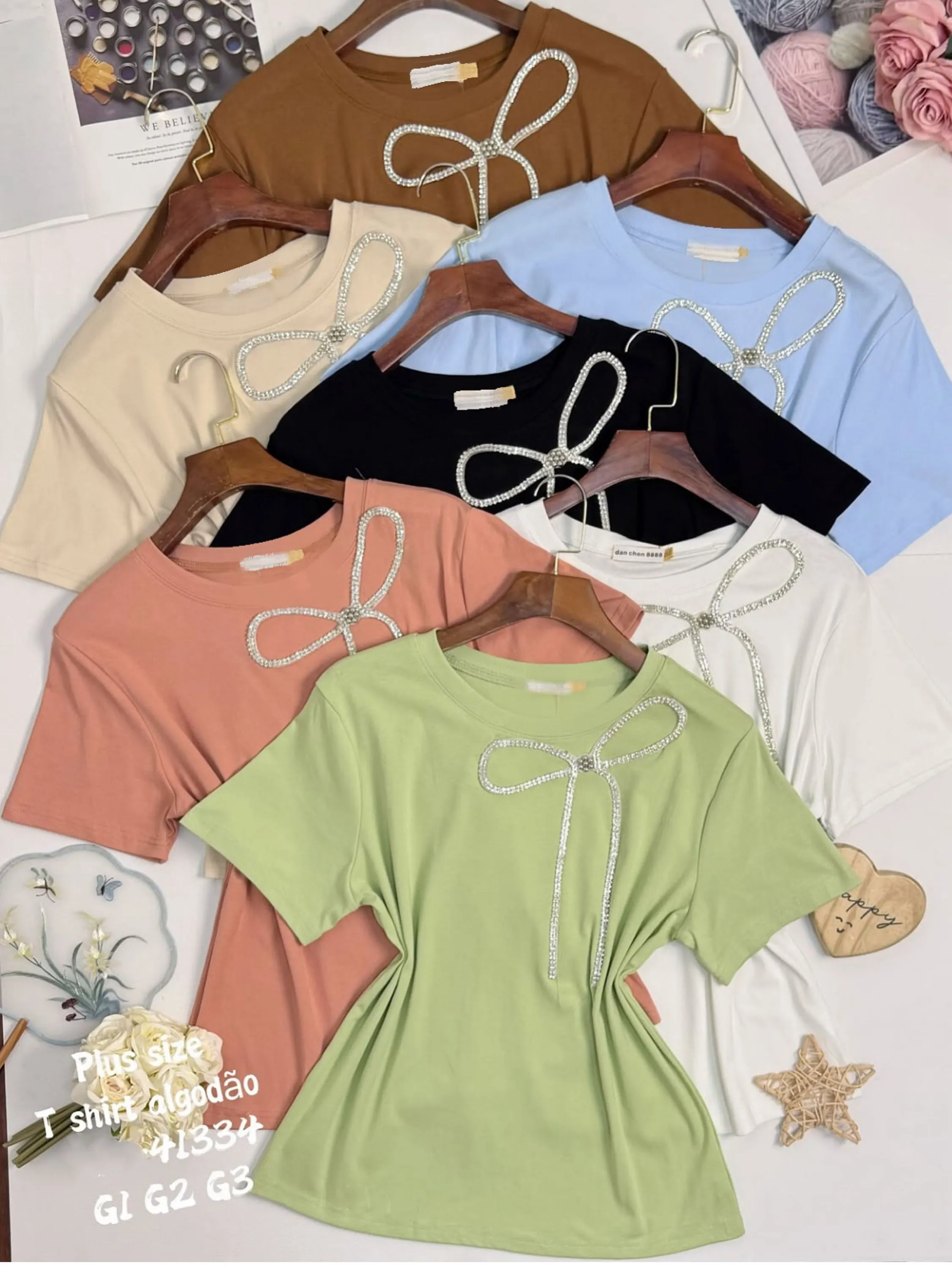 Blusa de algodão com brilho (plus )importado pedro ji