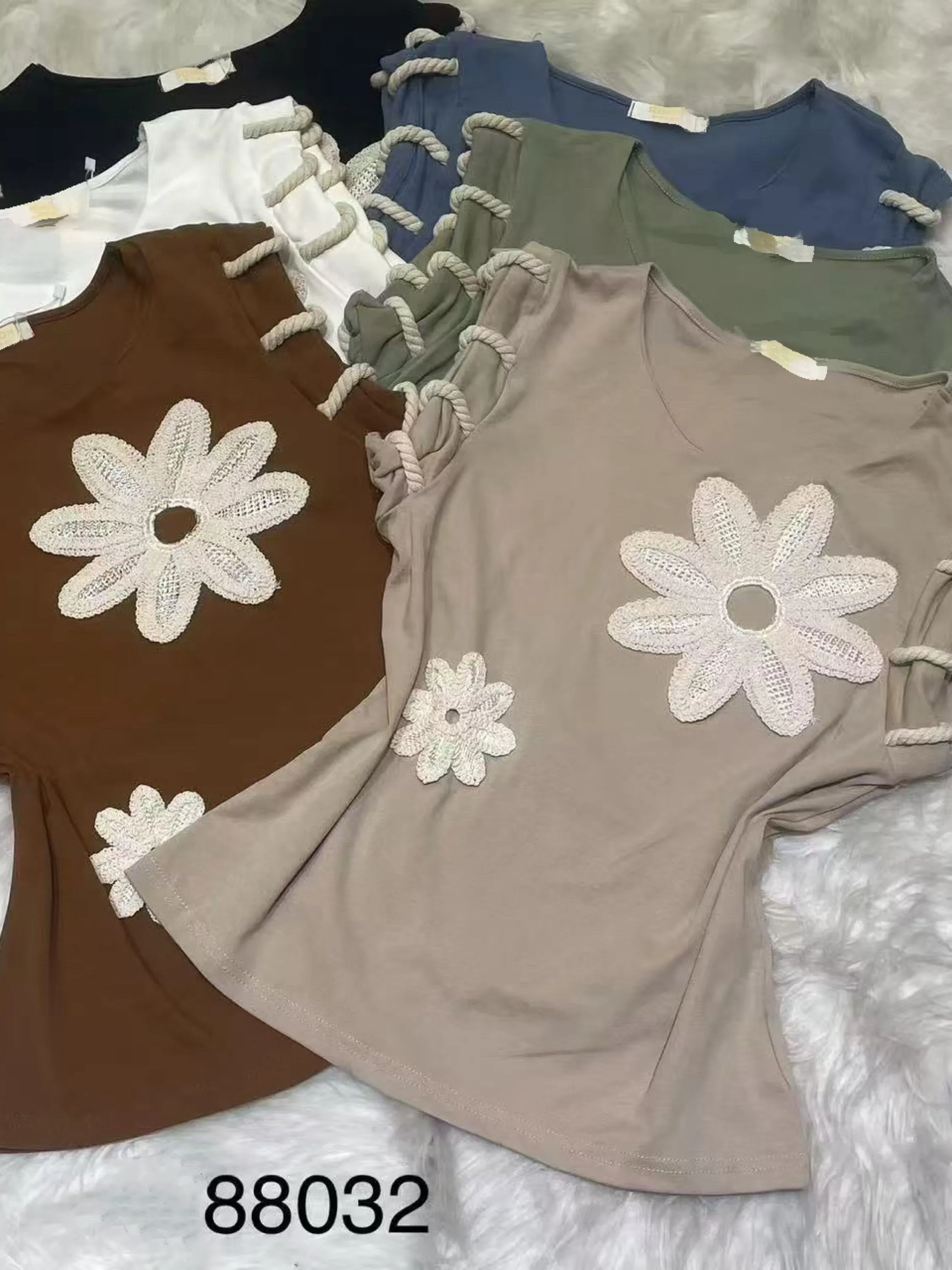 Blusa de algodão elastano com bordado importado pedro ji