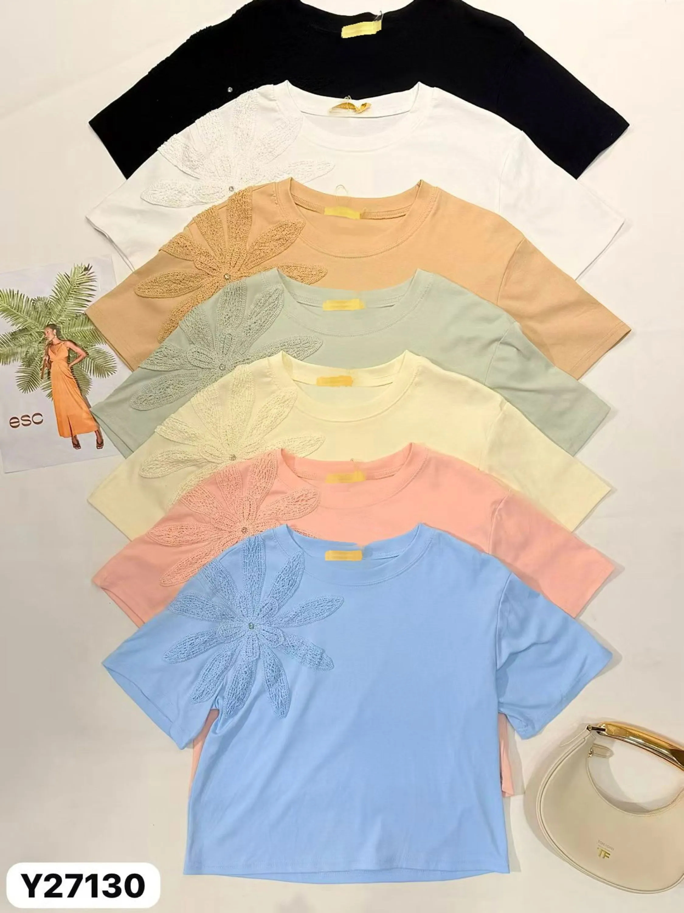 Blusa de algodão cropped com bordado importado pedro ji