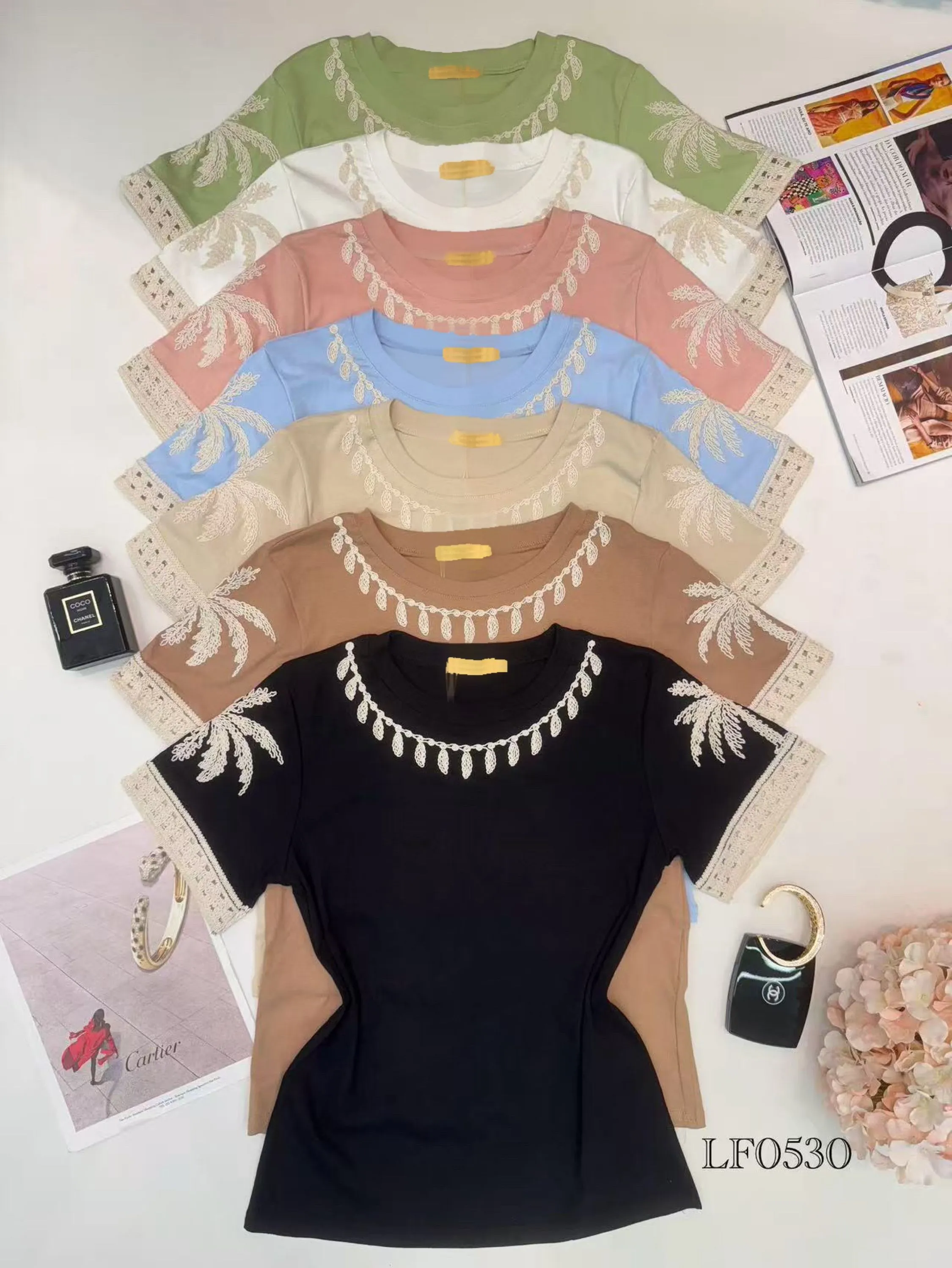 Blusa de algodão com bordado importado pedro ji