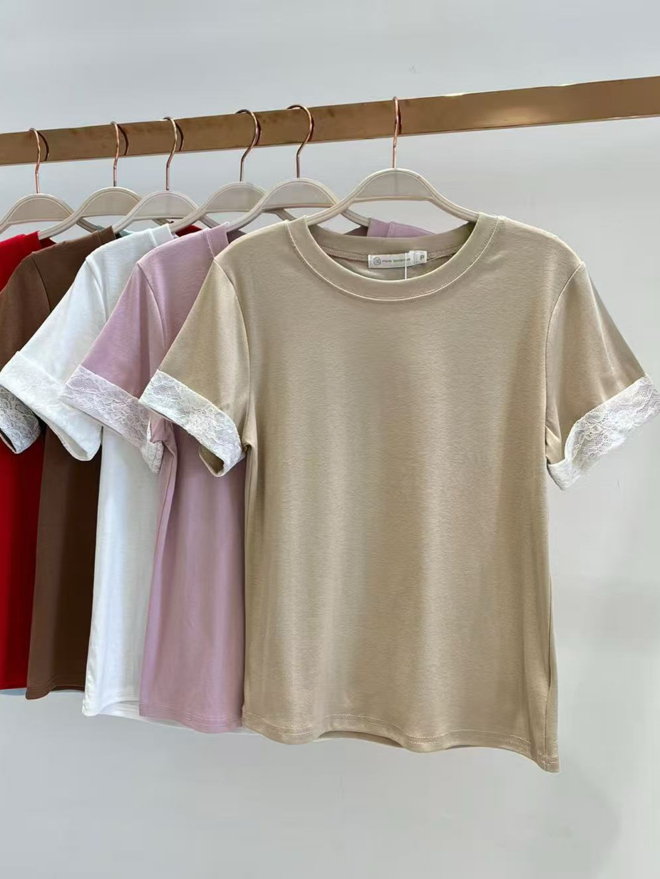 Blusa de algodão manga com renda importado pedroji