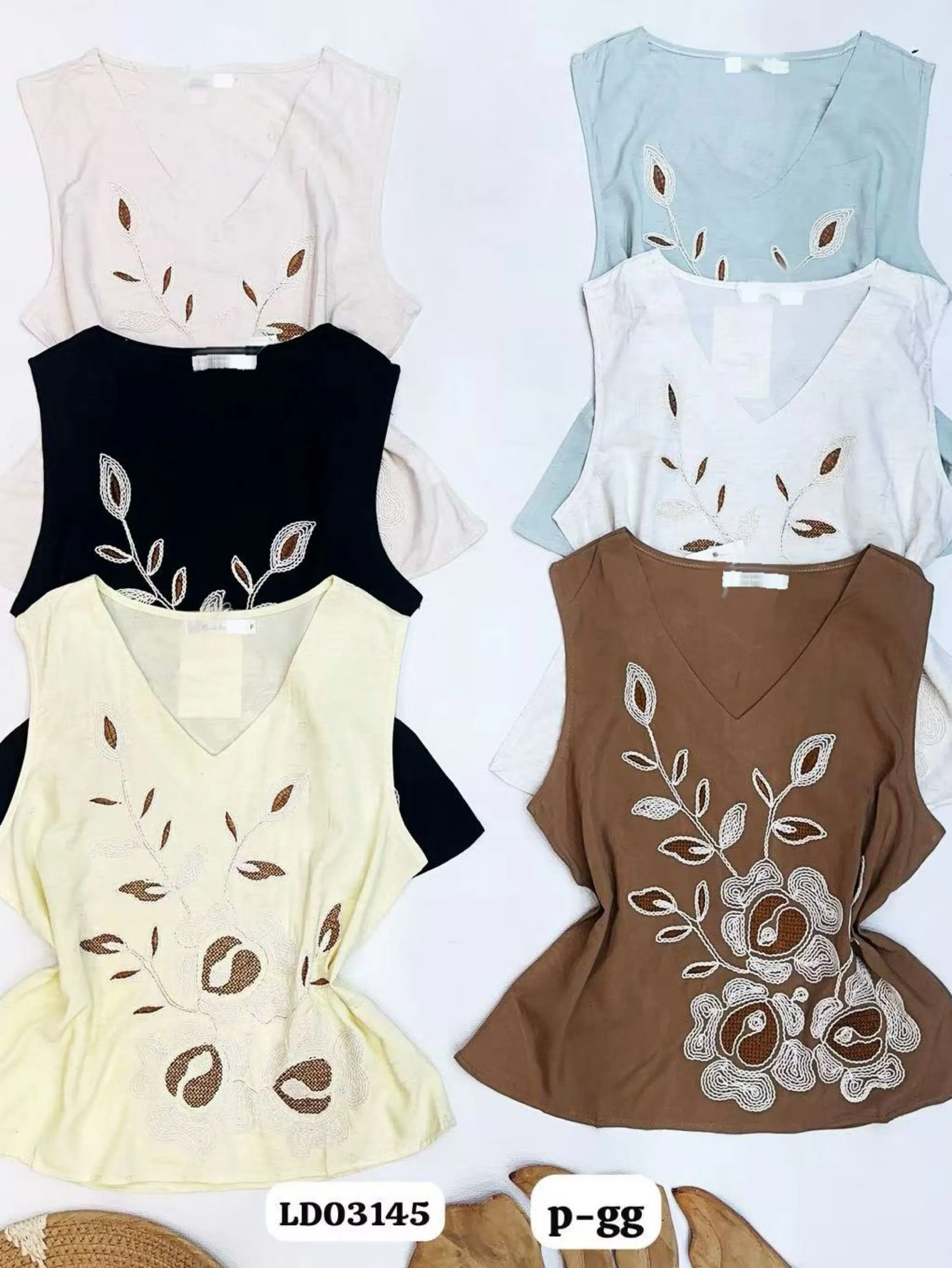 Blusa de gola V com bordado importado pedro ji