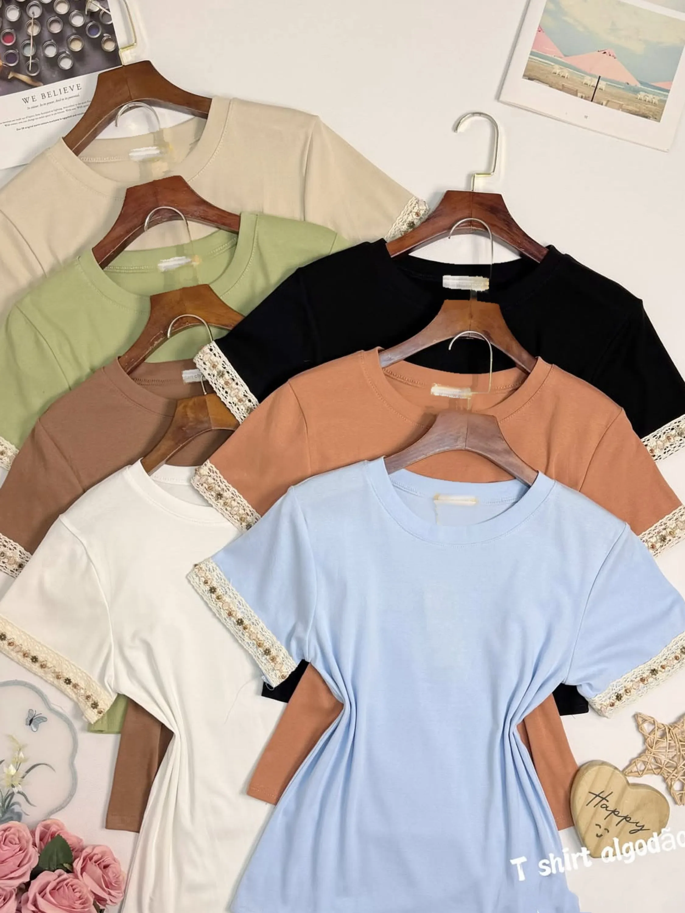 Blusa de algodão manga com bordado importado pedro ji