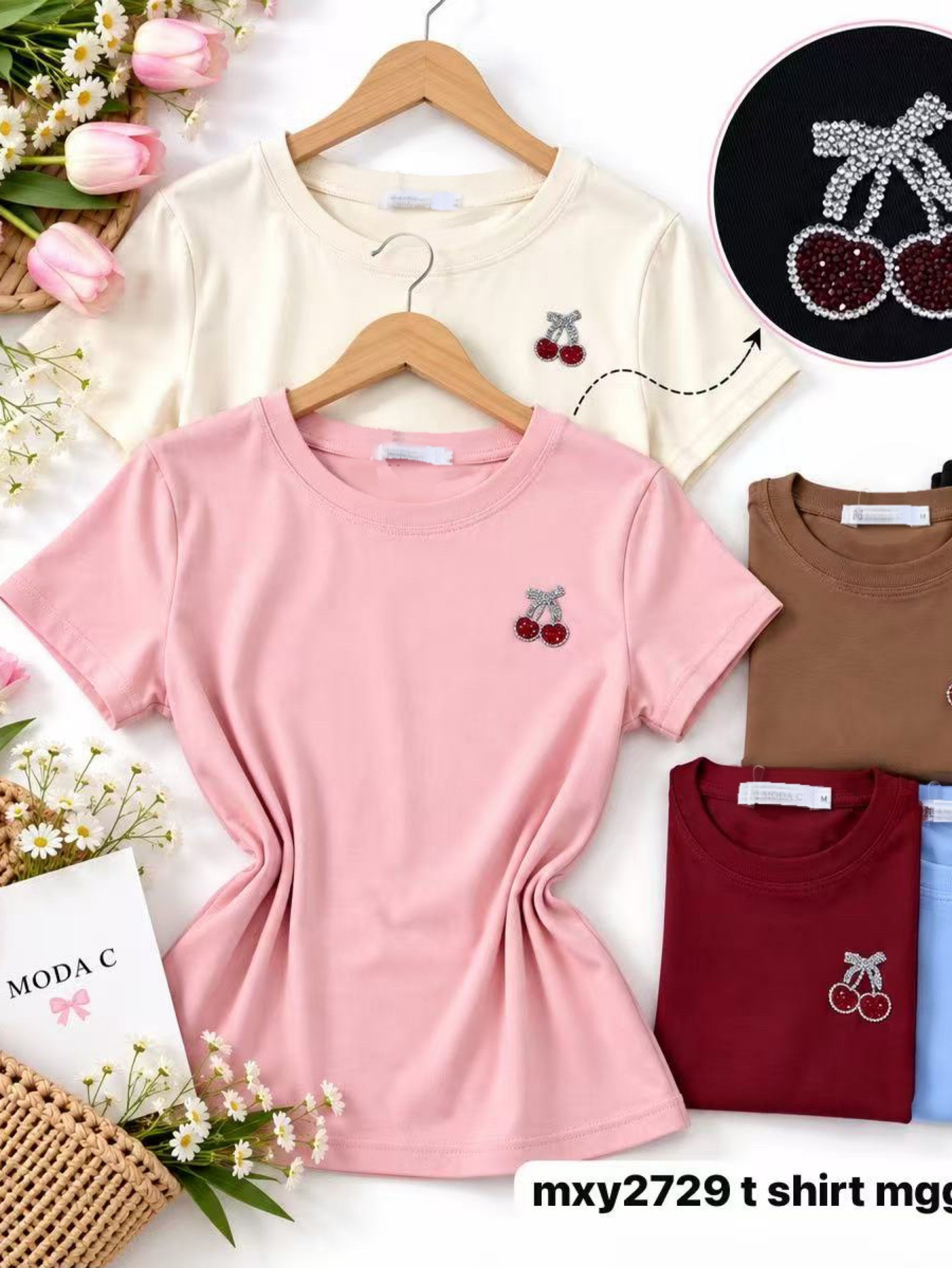 Blusa de algodão com cereja importado Pedro ji