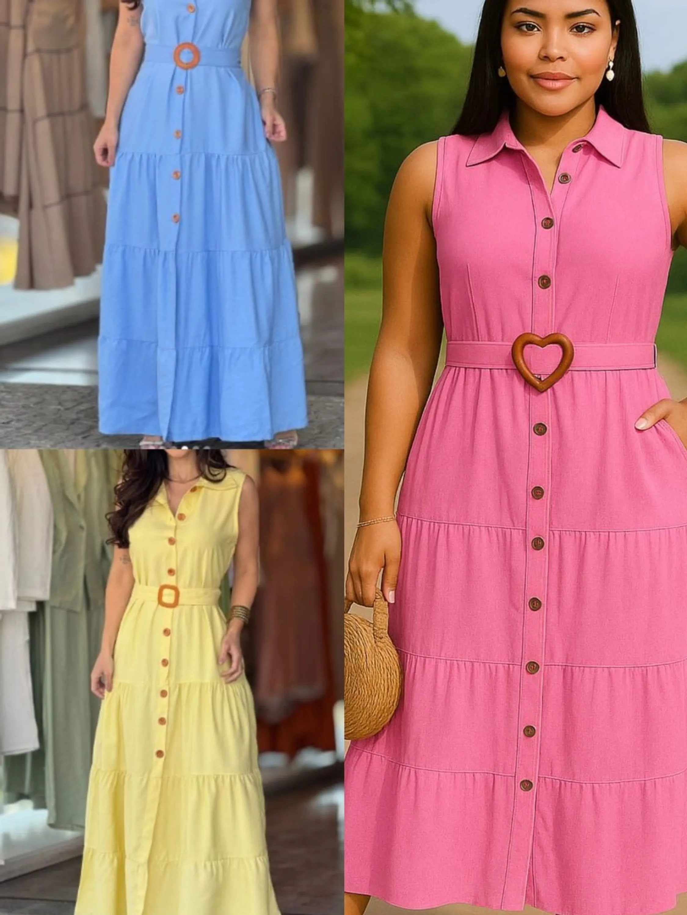 Vestido longo cinto coração