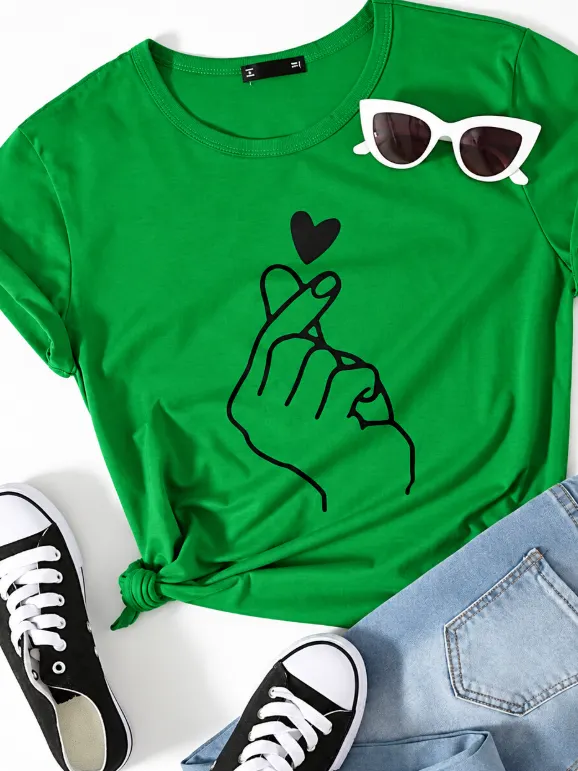 Tshirt Mão Coração Viscolaycra Tamanho Unico Veste 36-42