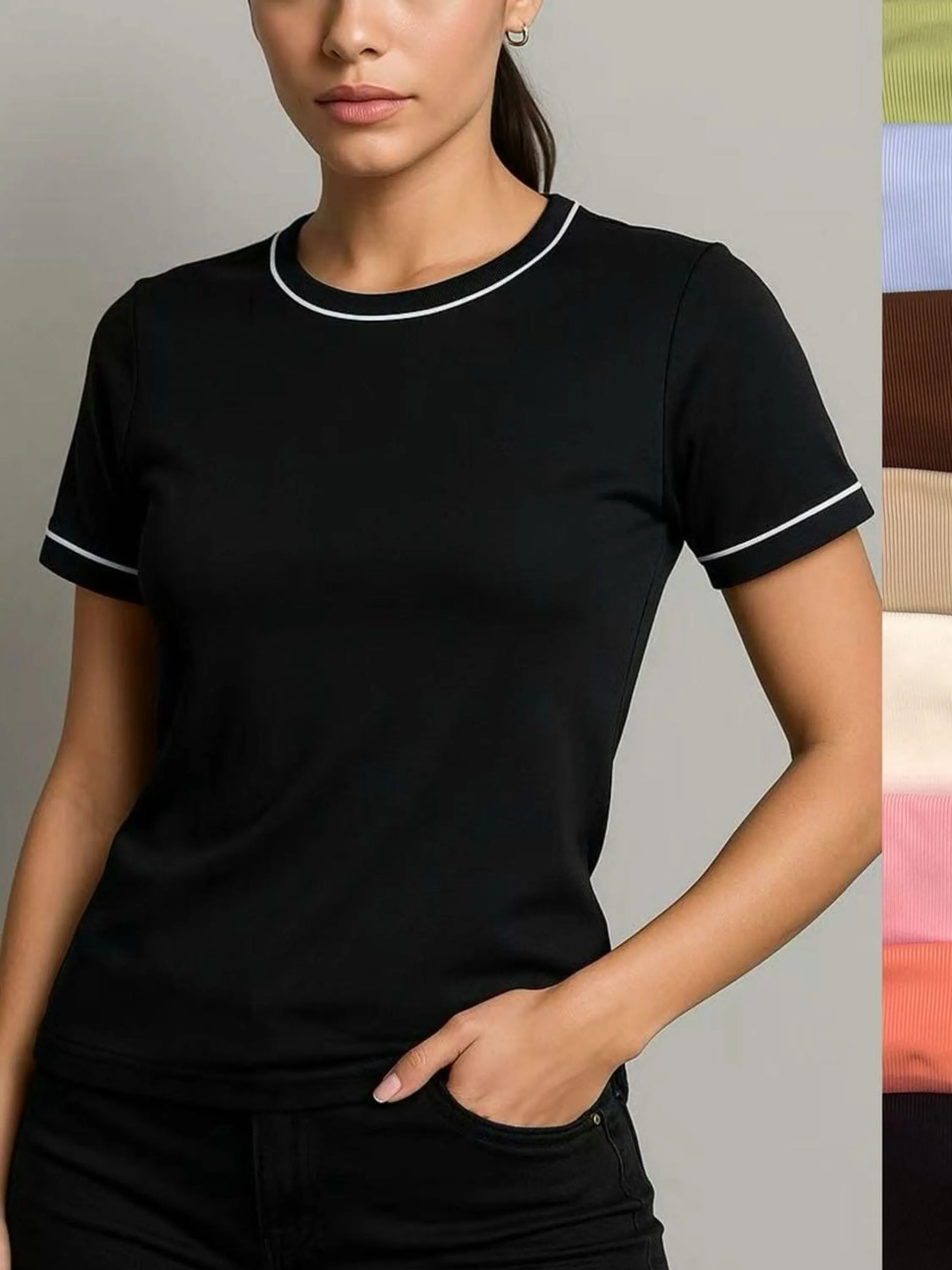 Blusa ribana bicolor com manga