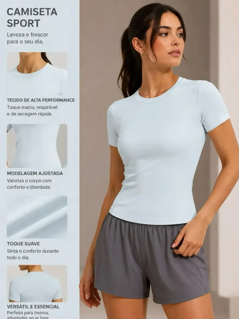Blusa Poliamida P/M G GG #Ye7007 Academia