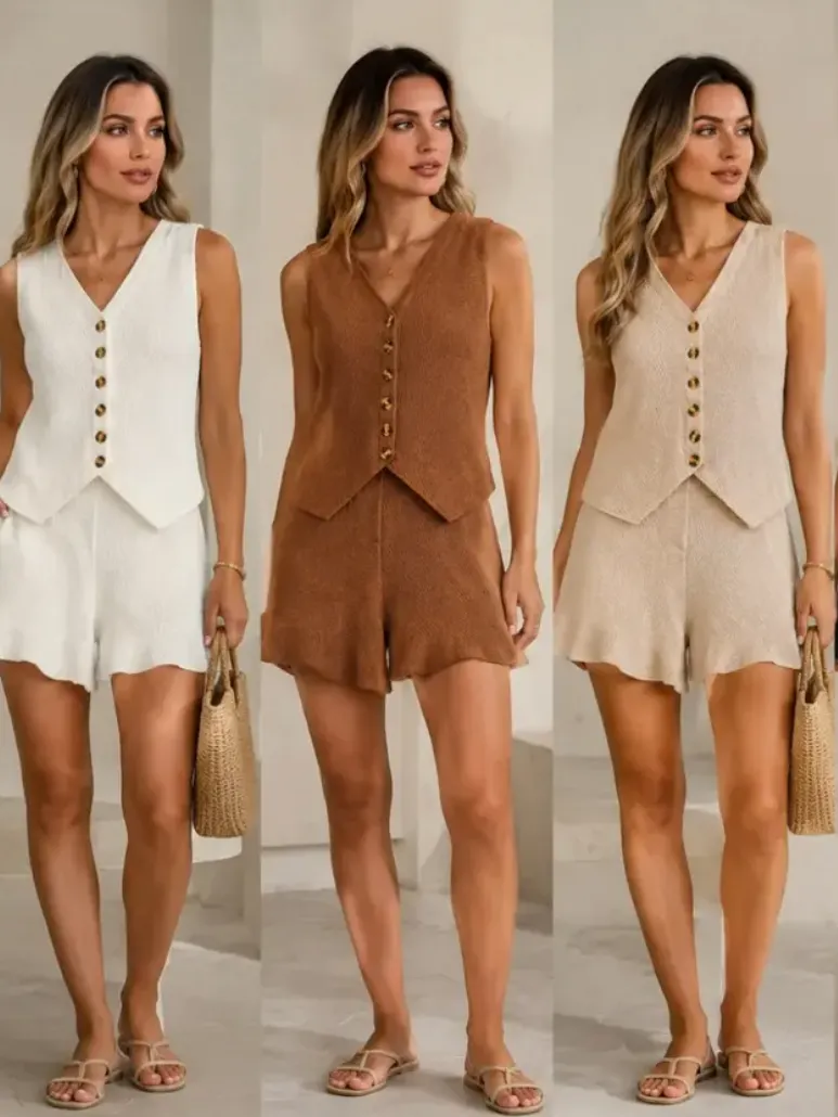 Conjunto Modal Colete E Short Tamanho Único
