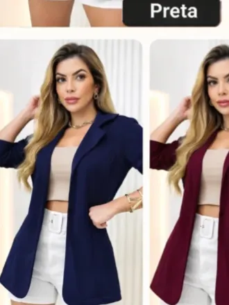 Blazer Feminino Neoprene Alfaiataria Inverno