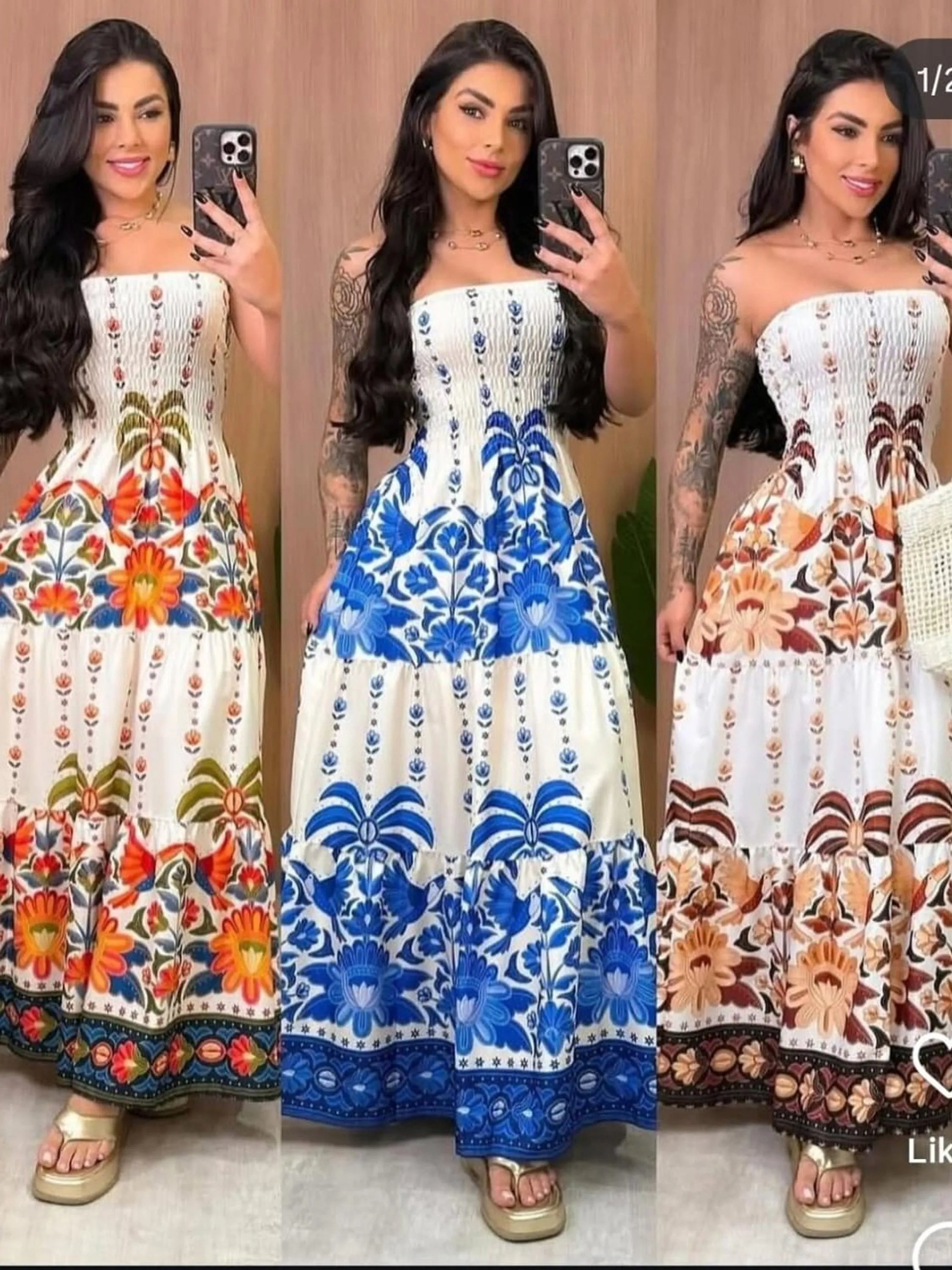 Vestido longo estampa floral crepinho