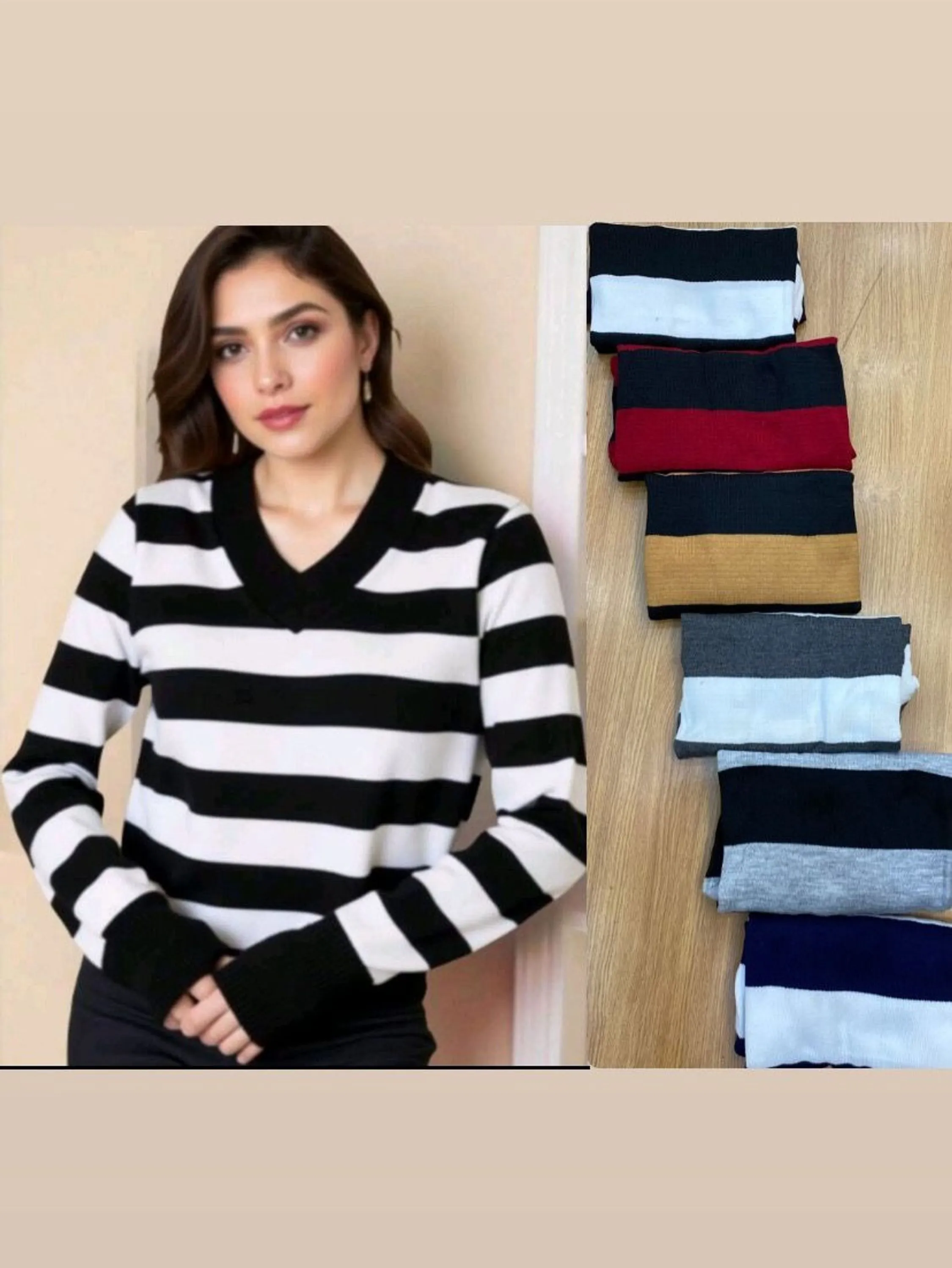 Blusa sueter feminino listrada