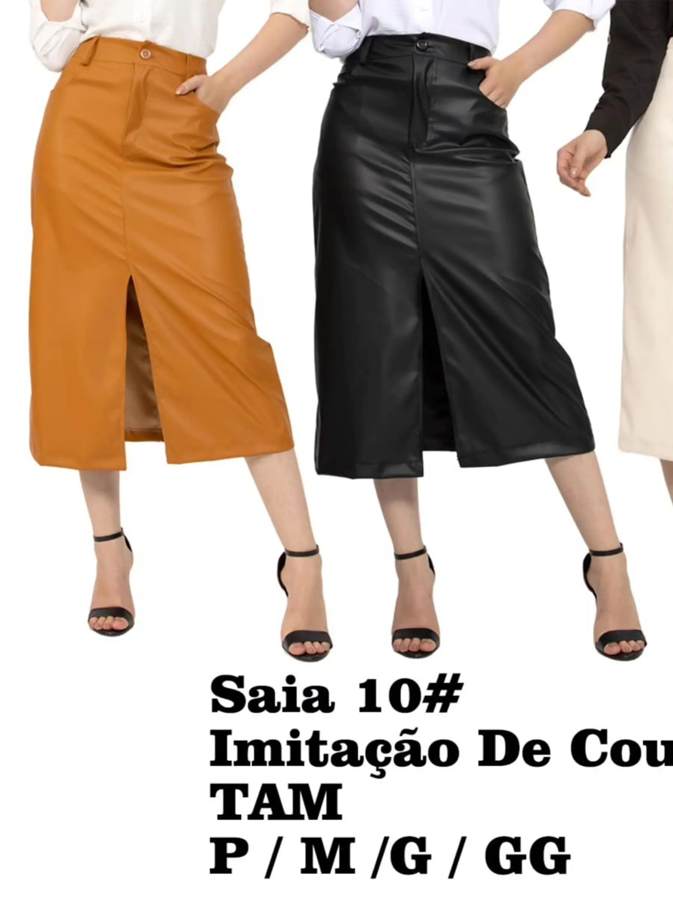 PROMOÇÃO Saia Midi Com Fenda