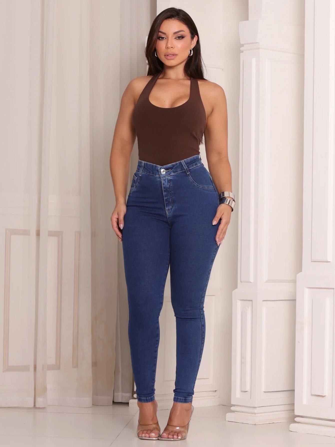 Calça Jeans Feminina Skinny Com Elastano 2213