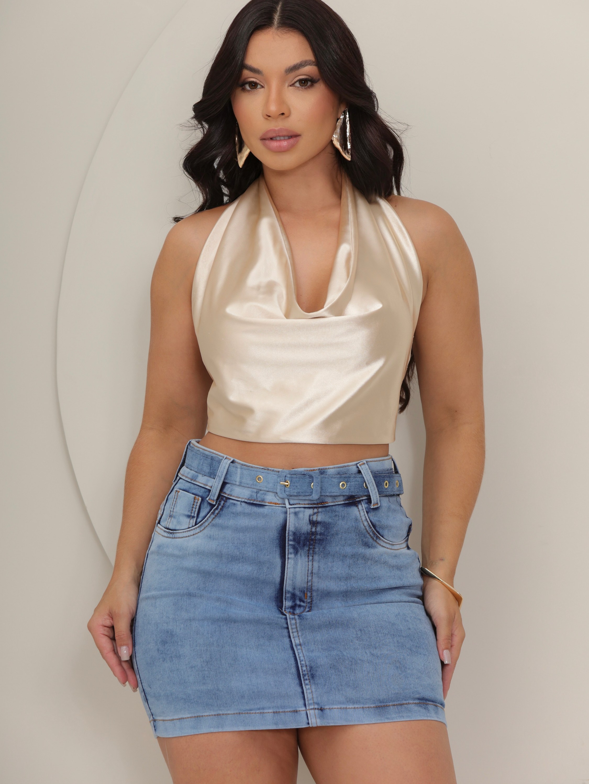 Saia Jeans Feminina Com Elastano Premium 3043