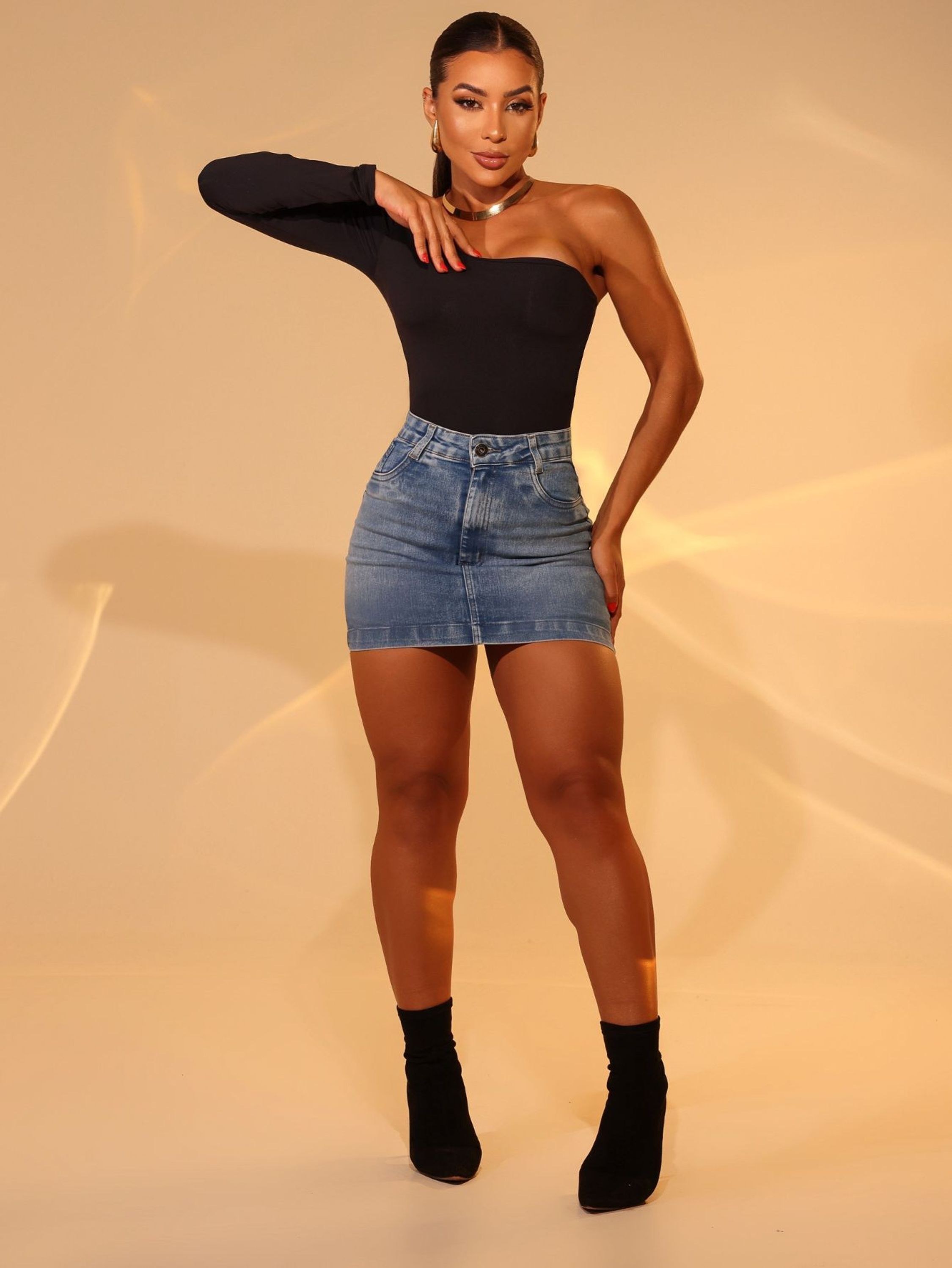 Saia Jeans Feminina Com Elastano Premium 3040