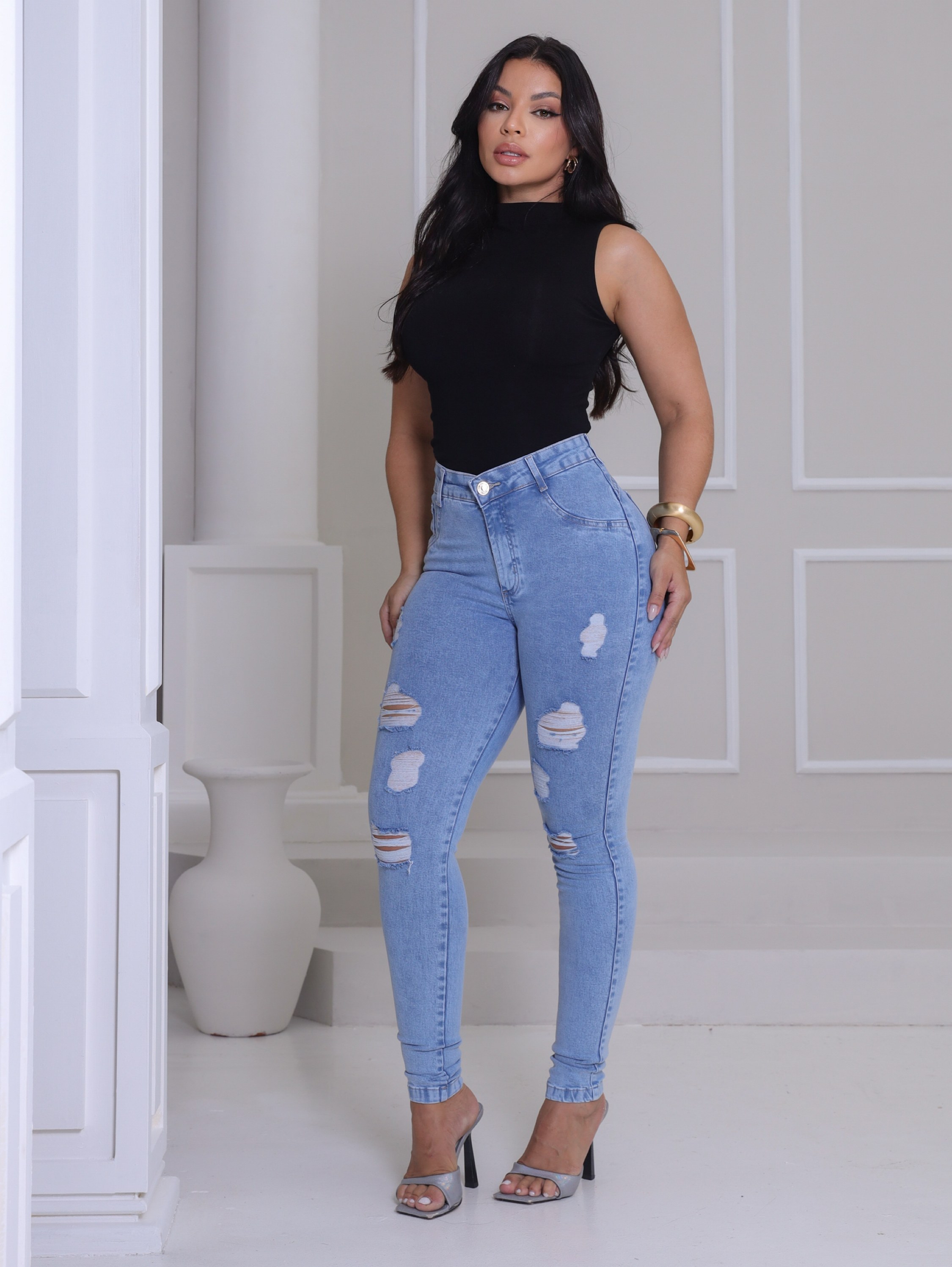 Calça Jeans  Skinny Com Elastano Premium Alta 2288