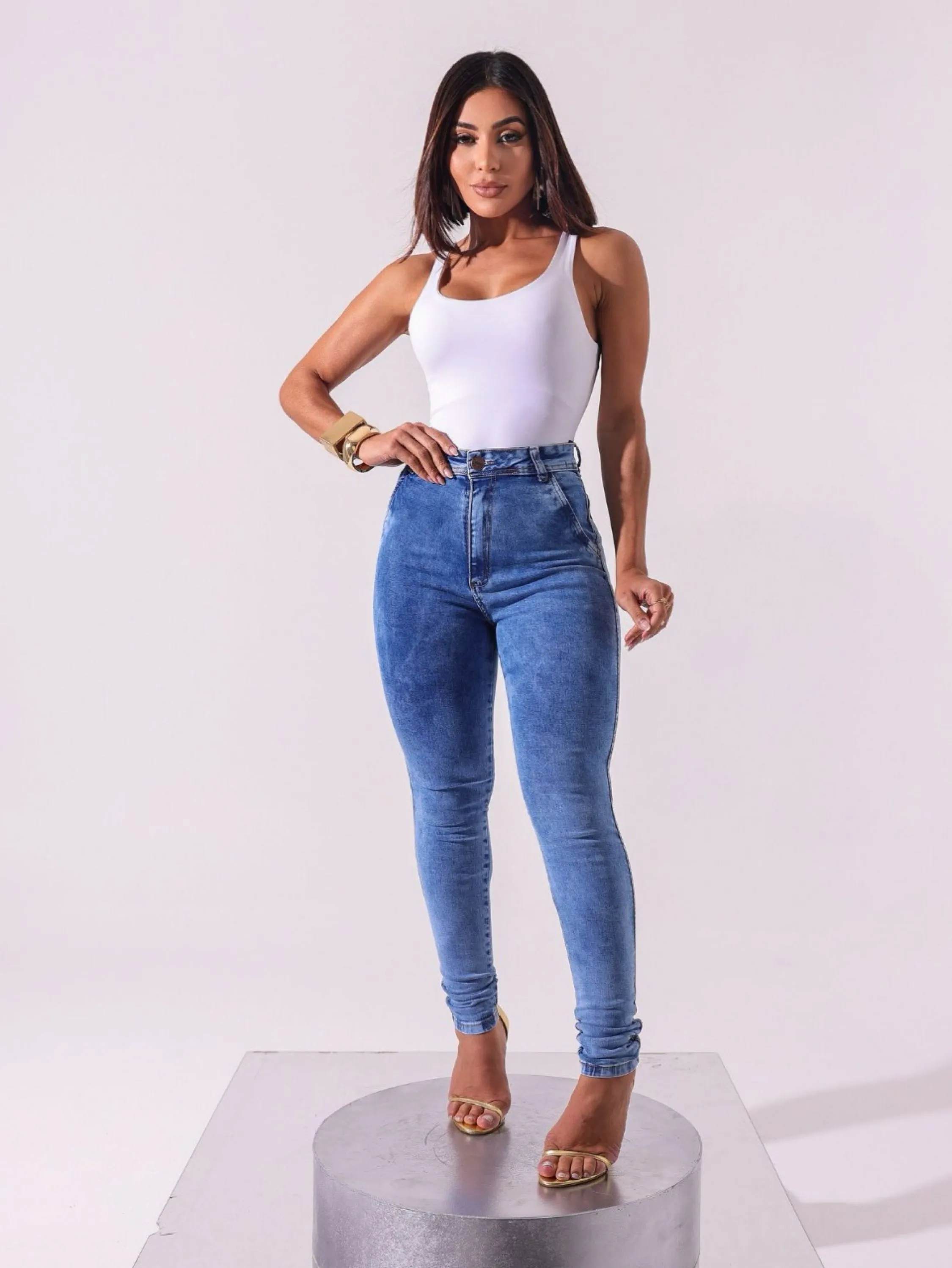 Calça Jeans Feminina  Skinny Com Elastano 2225