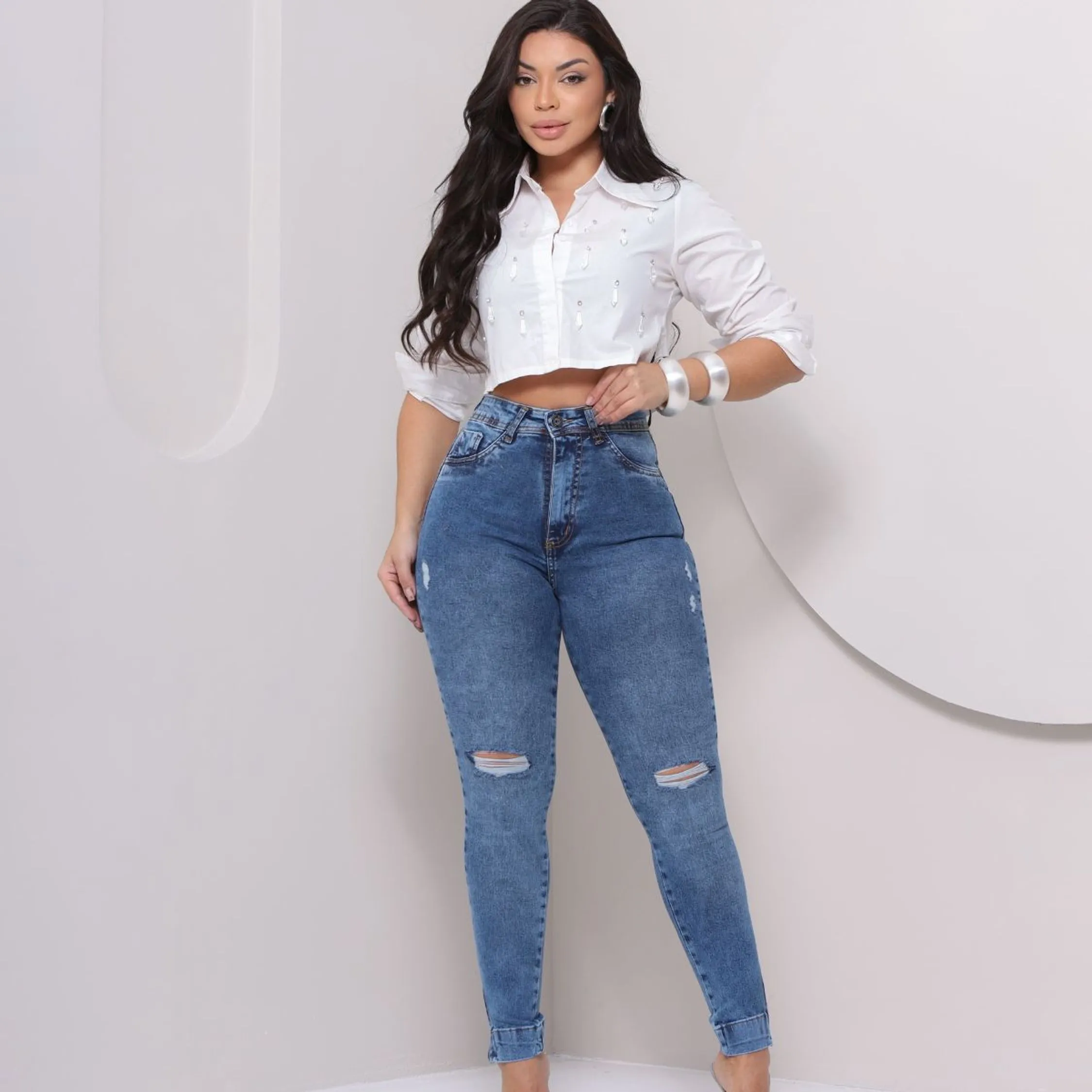 Capri / Cigarrete Jeans Feminina com Elastano 2271