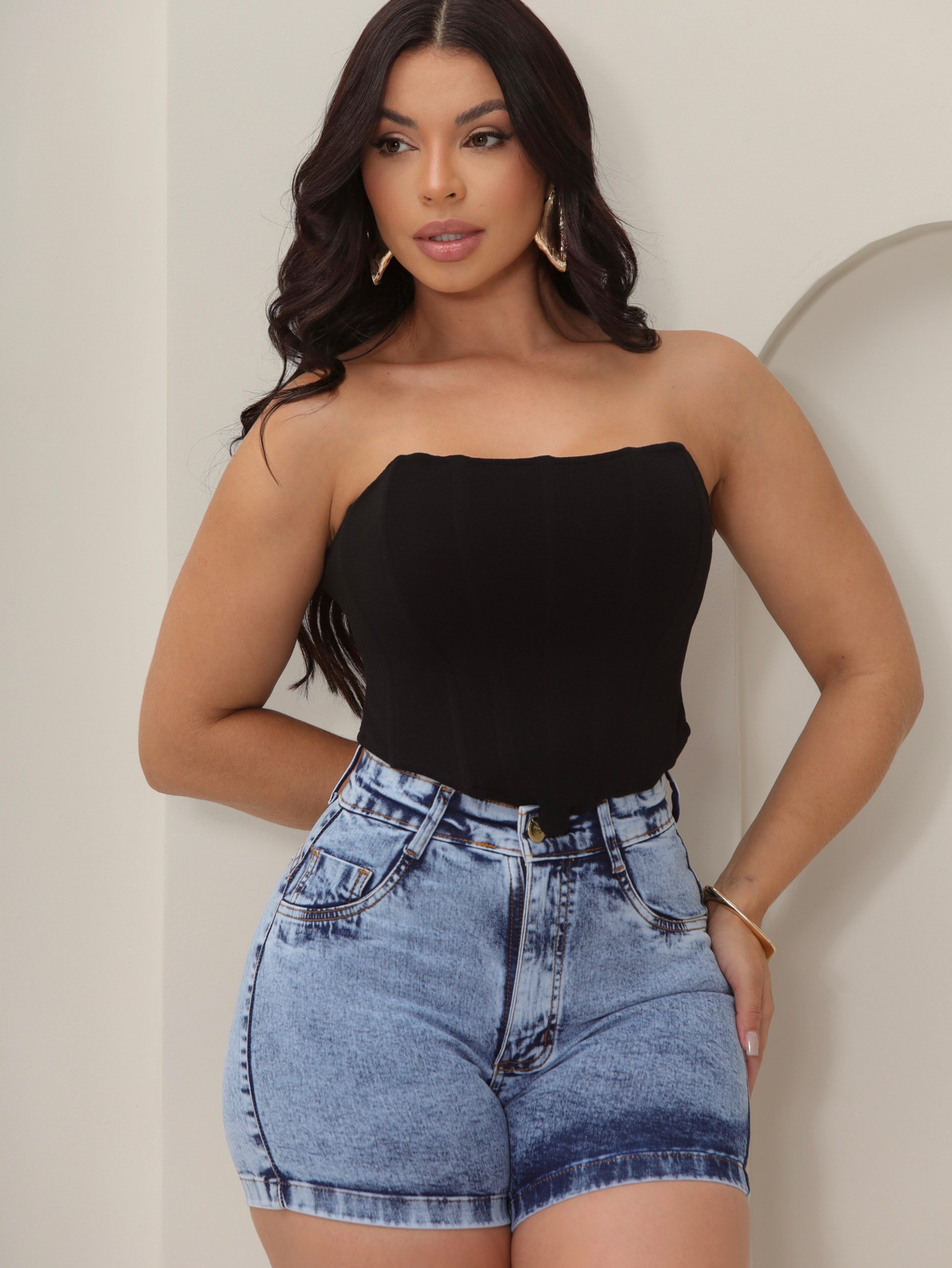 Short Jeans Feminino Com Elastano Premium 5117