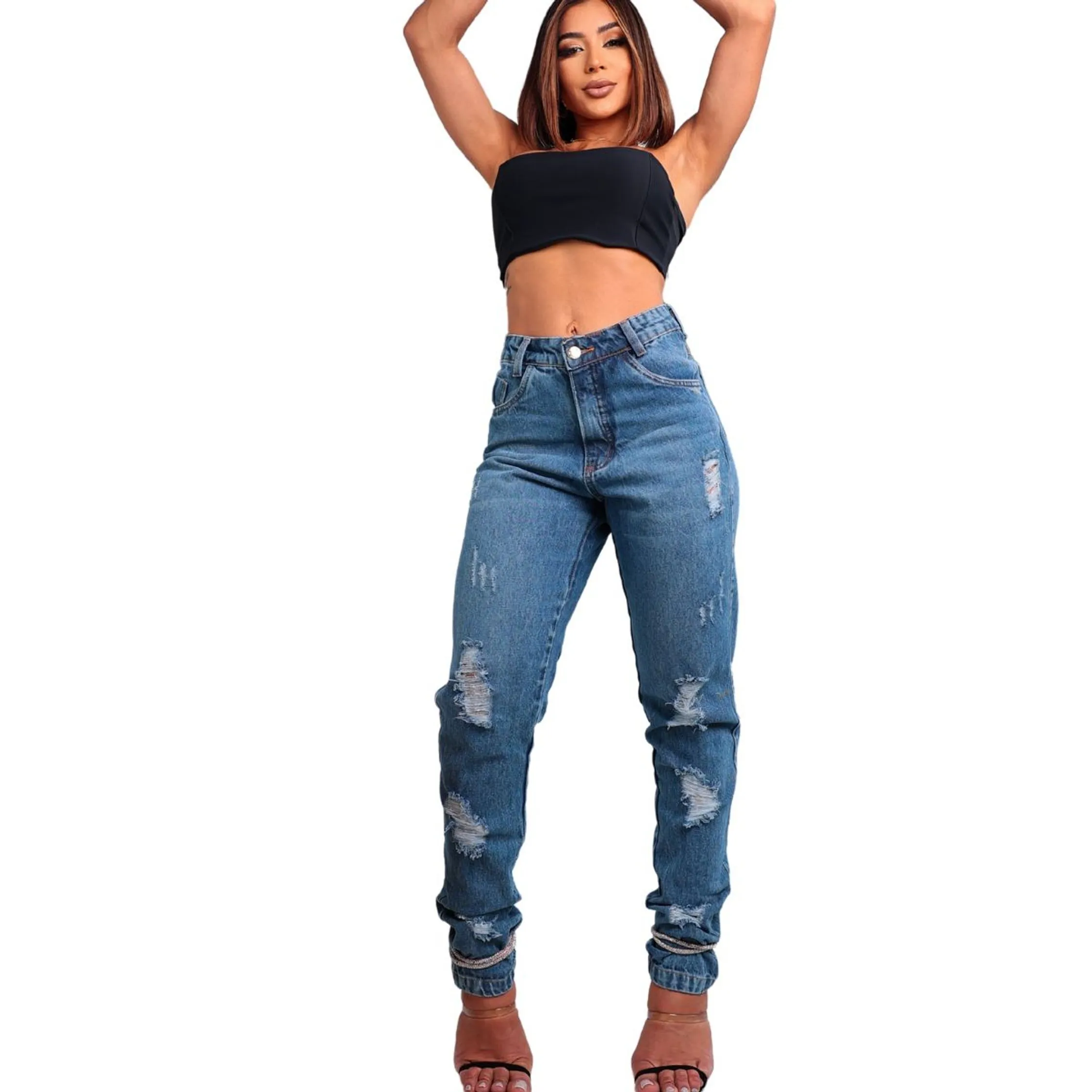 Calça Mom Jeans Feminino  Sem Elastano Sem Rasgo 2194