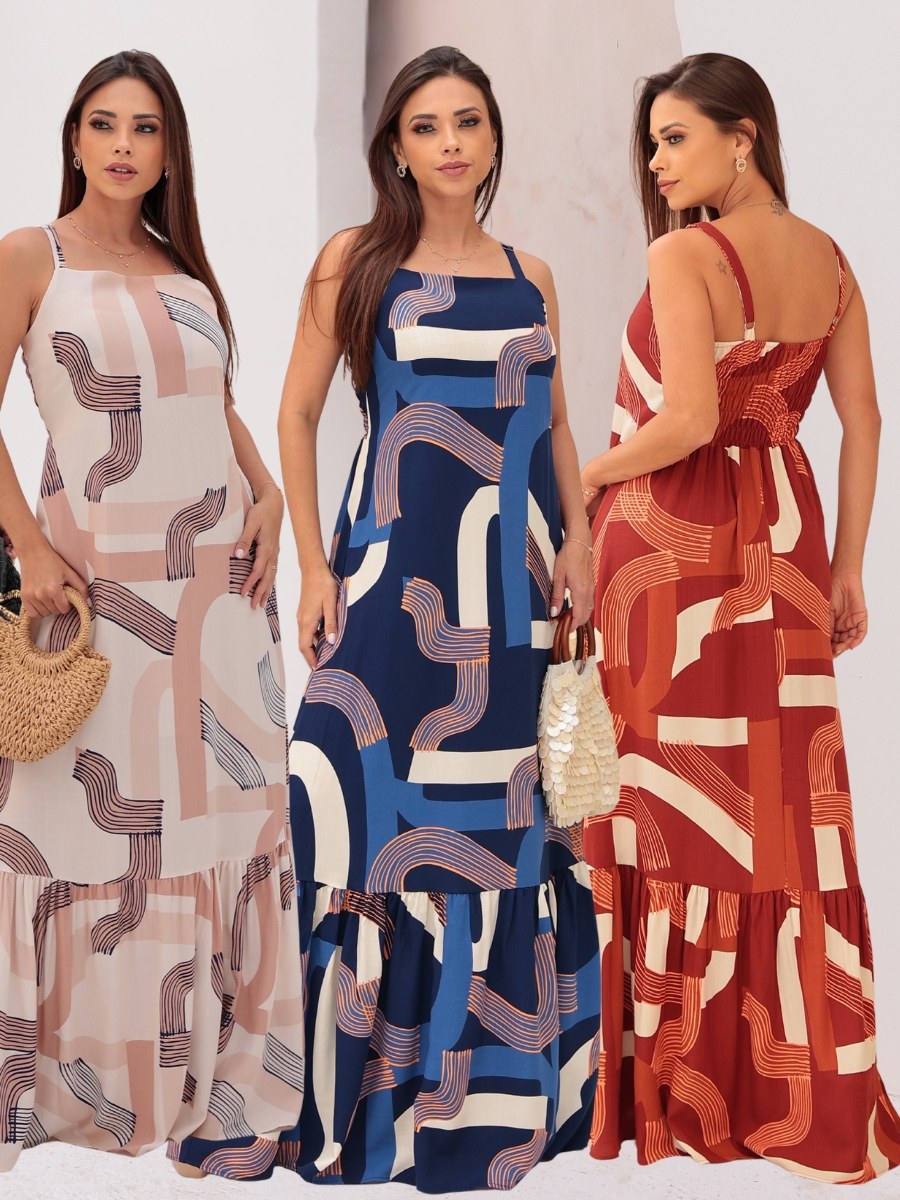 Vestido Longo Evangélico Alças Regulável Elegante