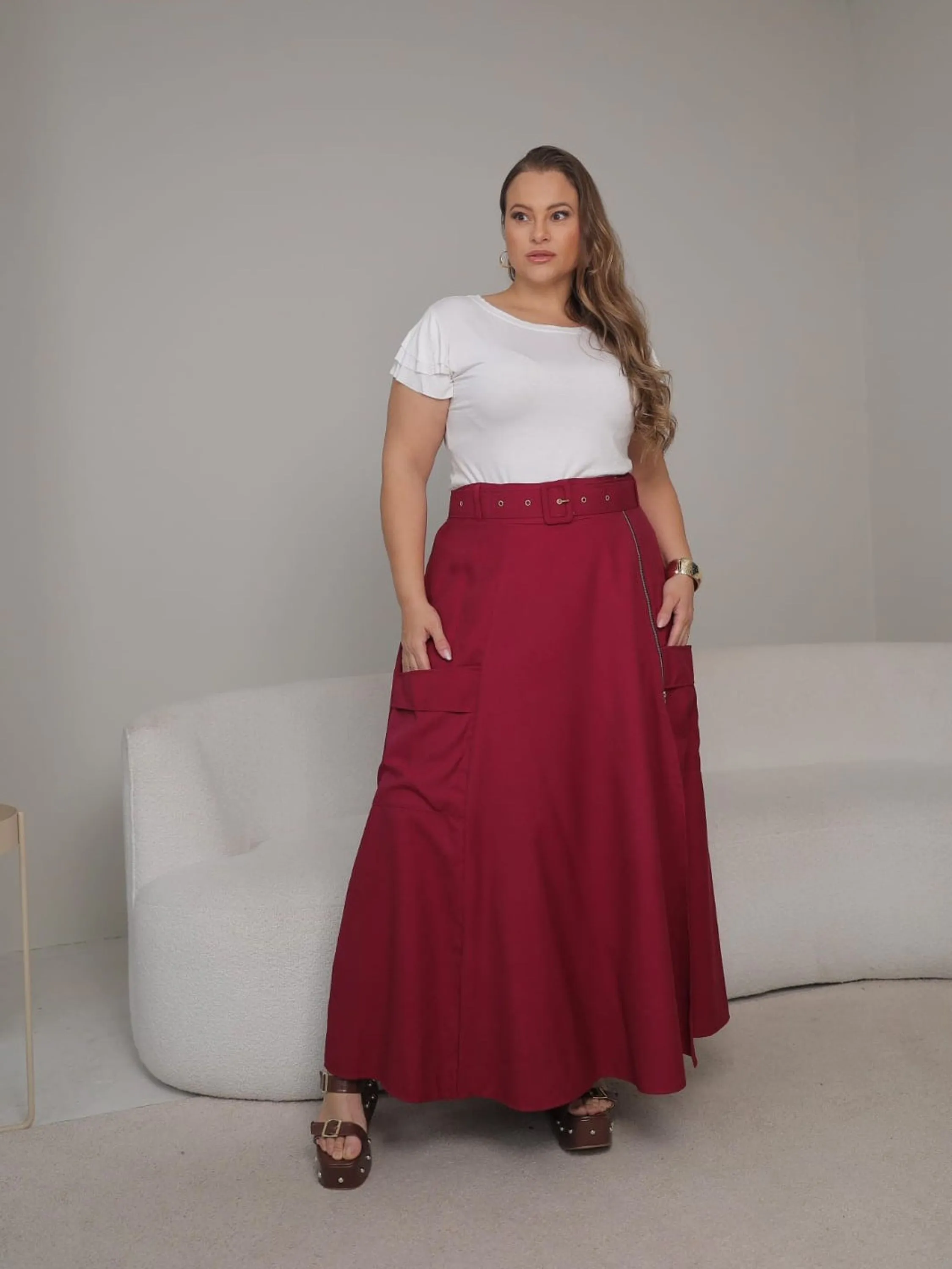 Saia Plus de Fenda Eva Detalhe Zíper