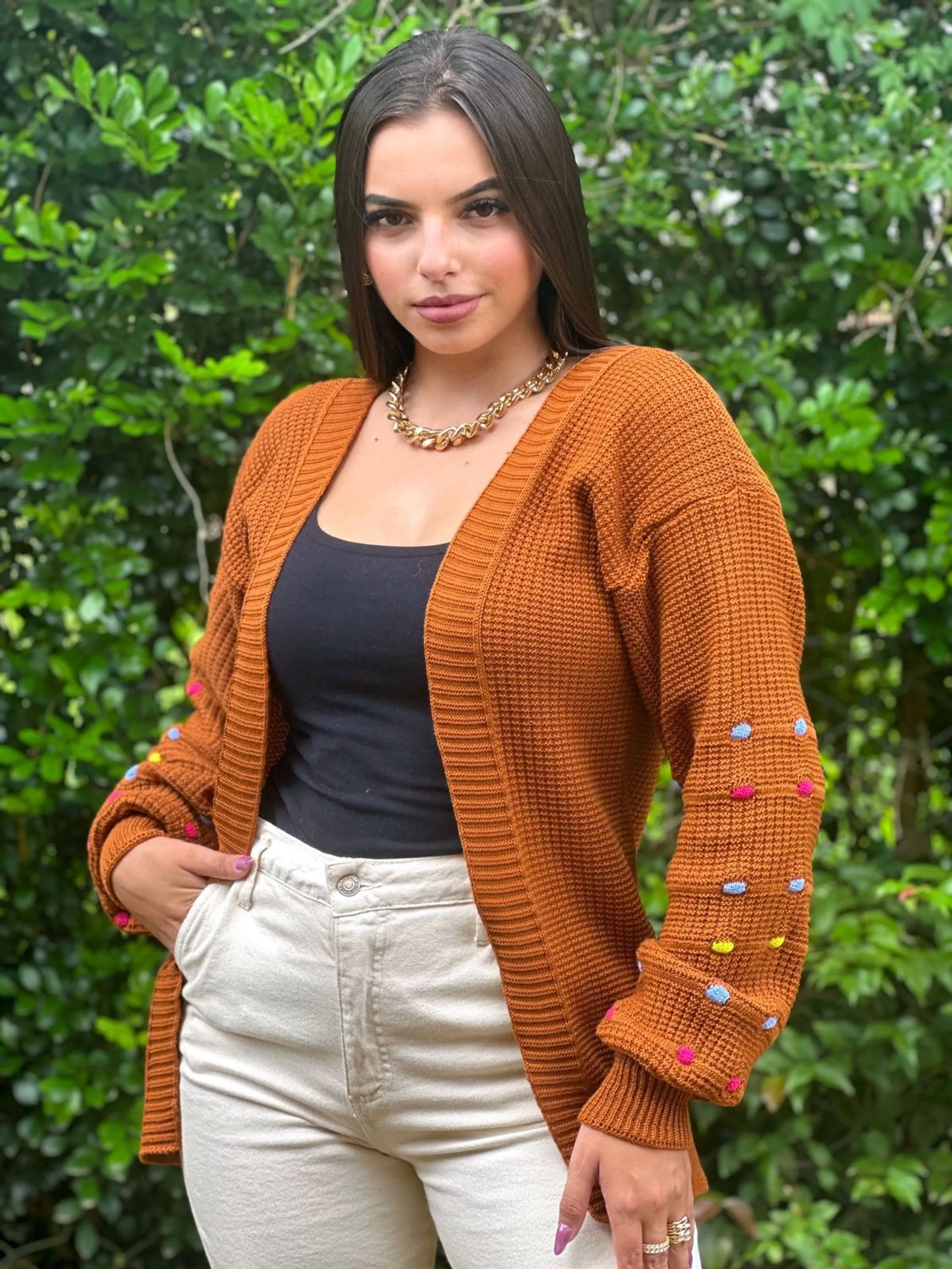 Cardigans Tricô bolinha arco íris