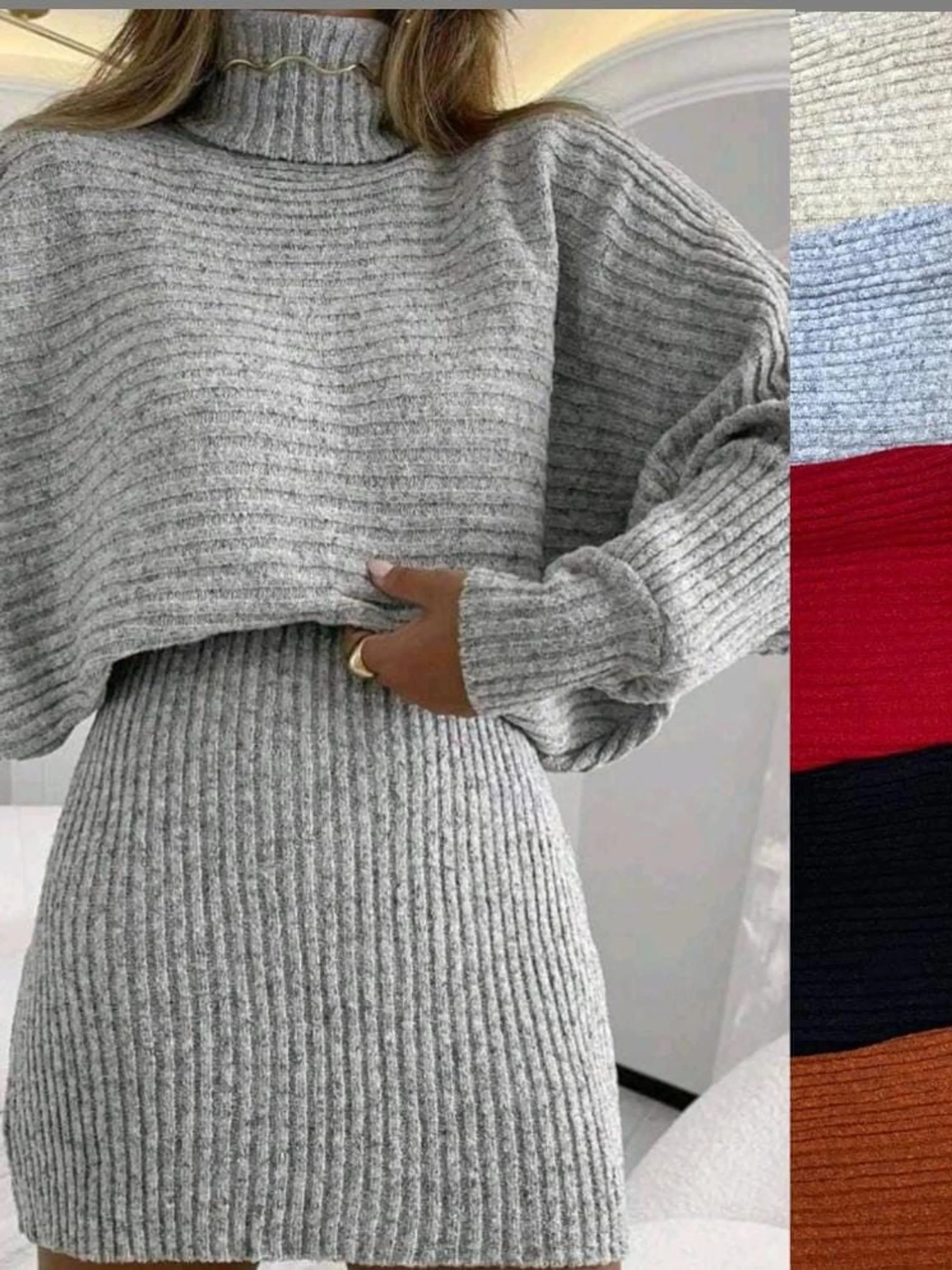 Conjunto Mousse saia e Cropped de frio