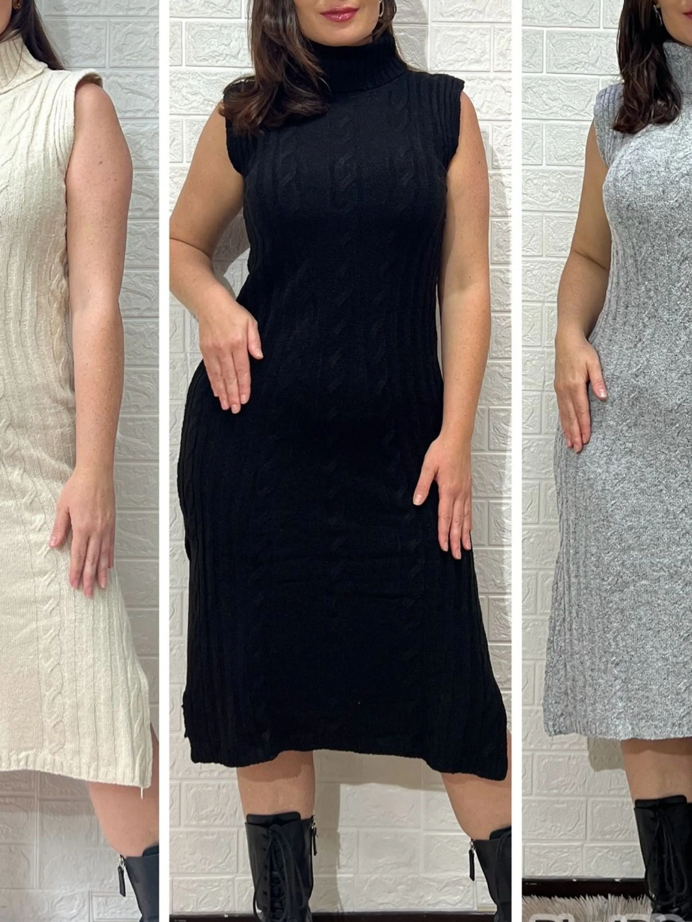 Vestido Mousse Regata gola alta
