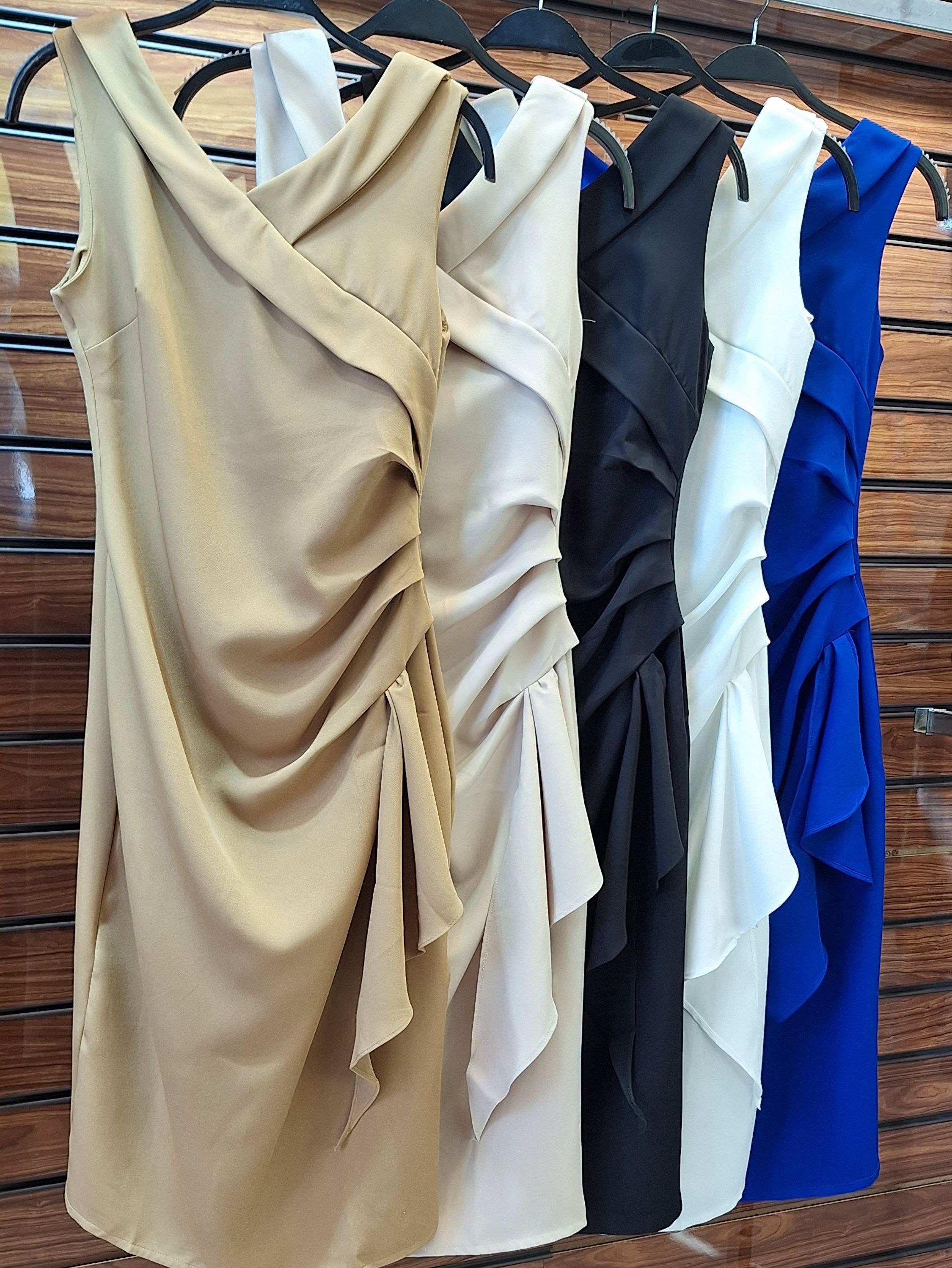 Vestido Midi Drapeado em Alfaiataria XY-467