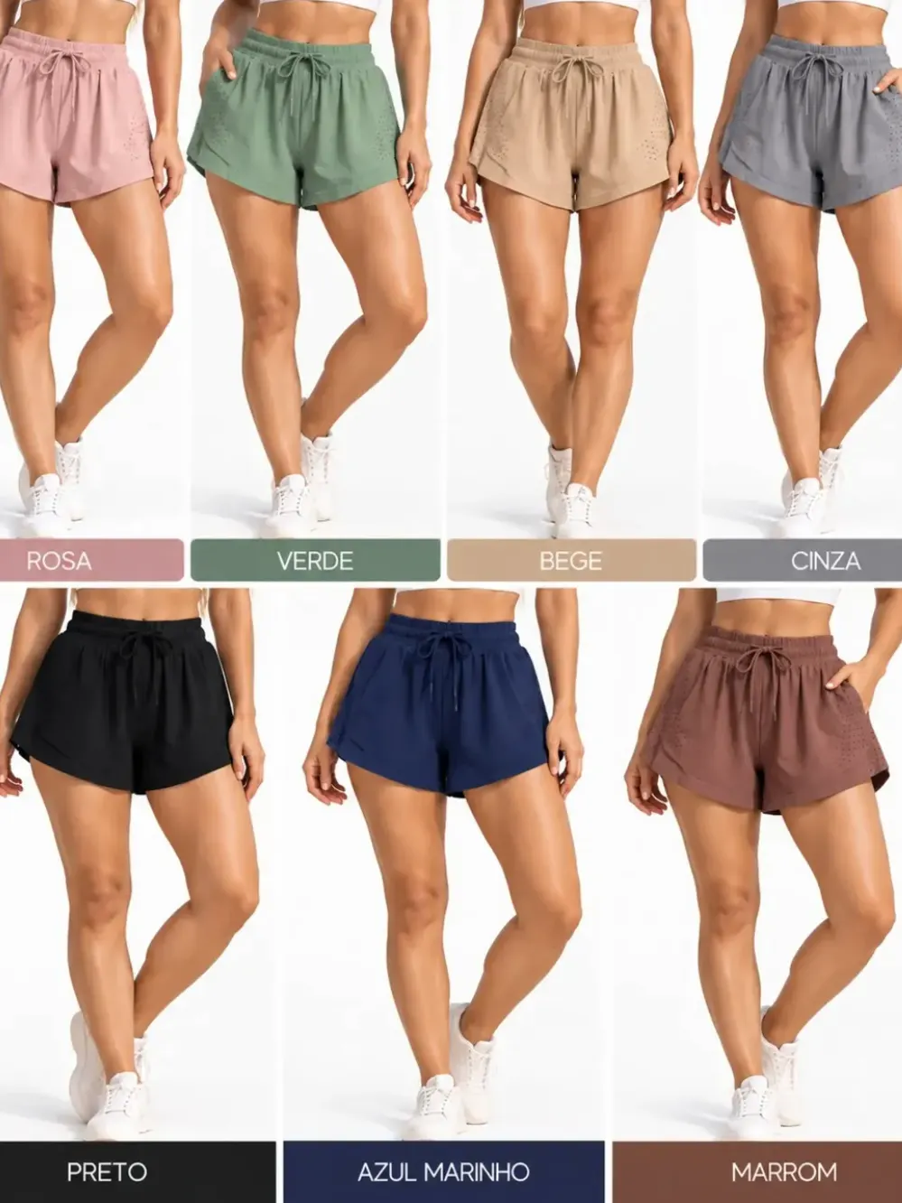 Short Duplo Poliamida Academia Bolso Interno P/M G GG