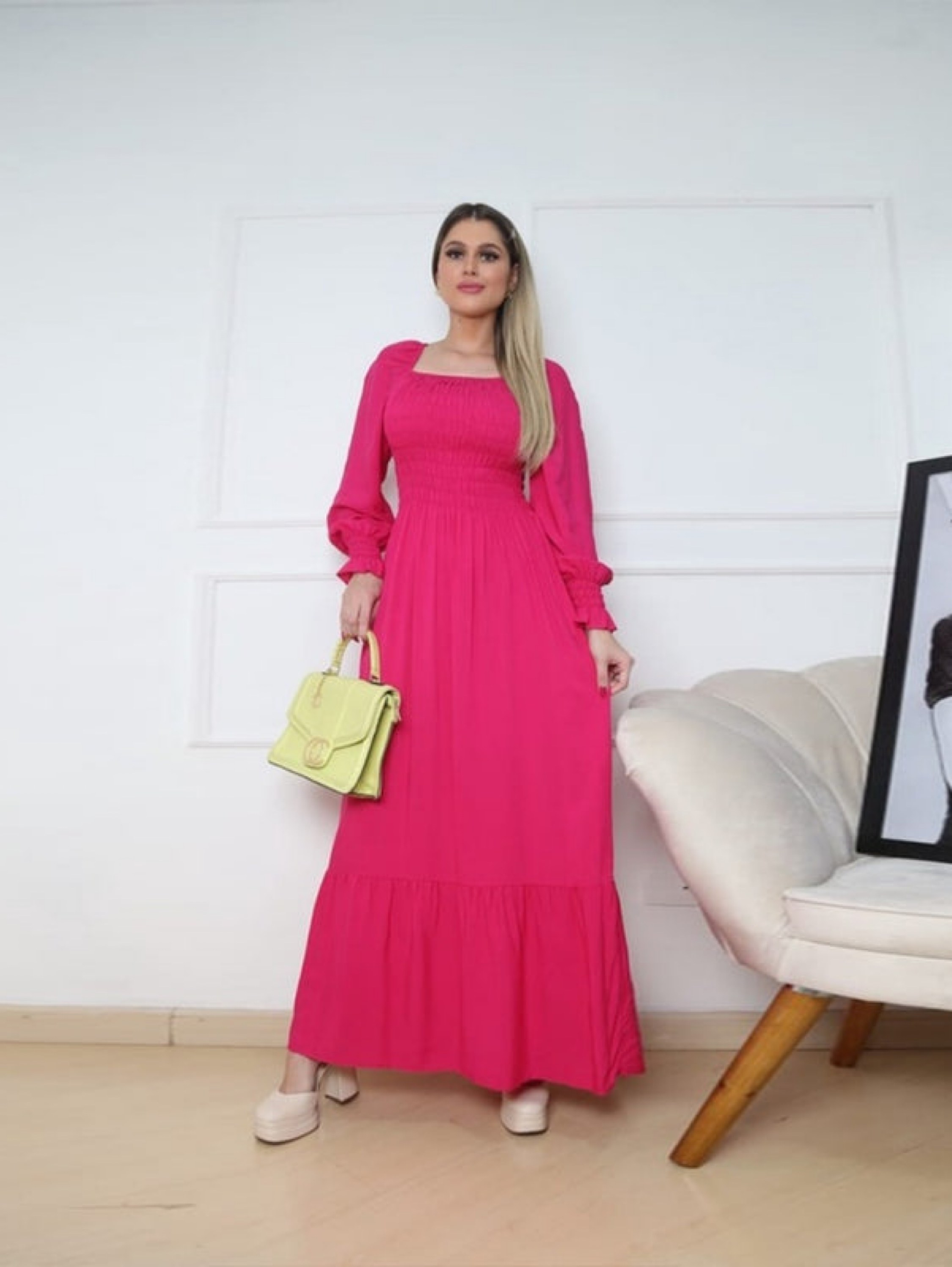 Vestido Longo Latex Gola Quadrado Duna FF-VES-023