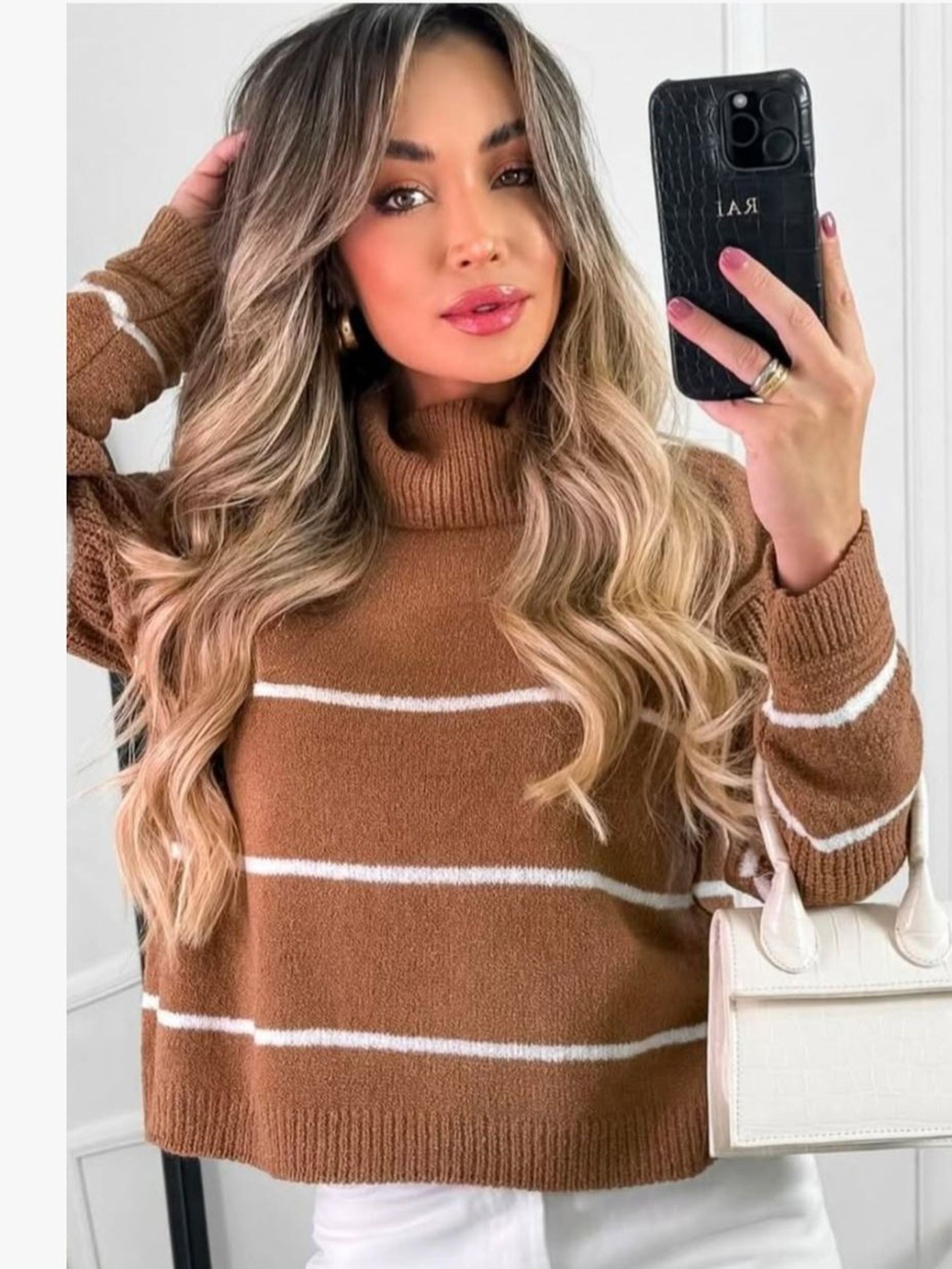 Blusa modal listrada manga longa