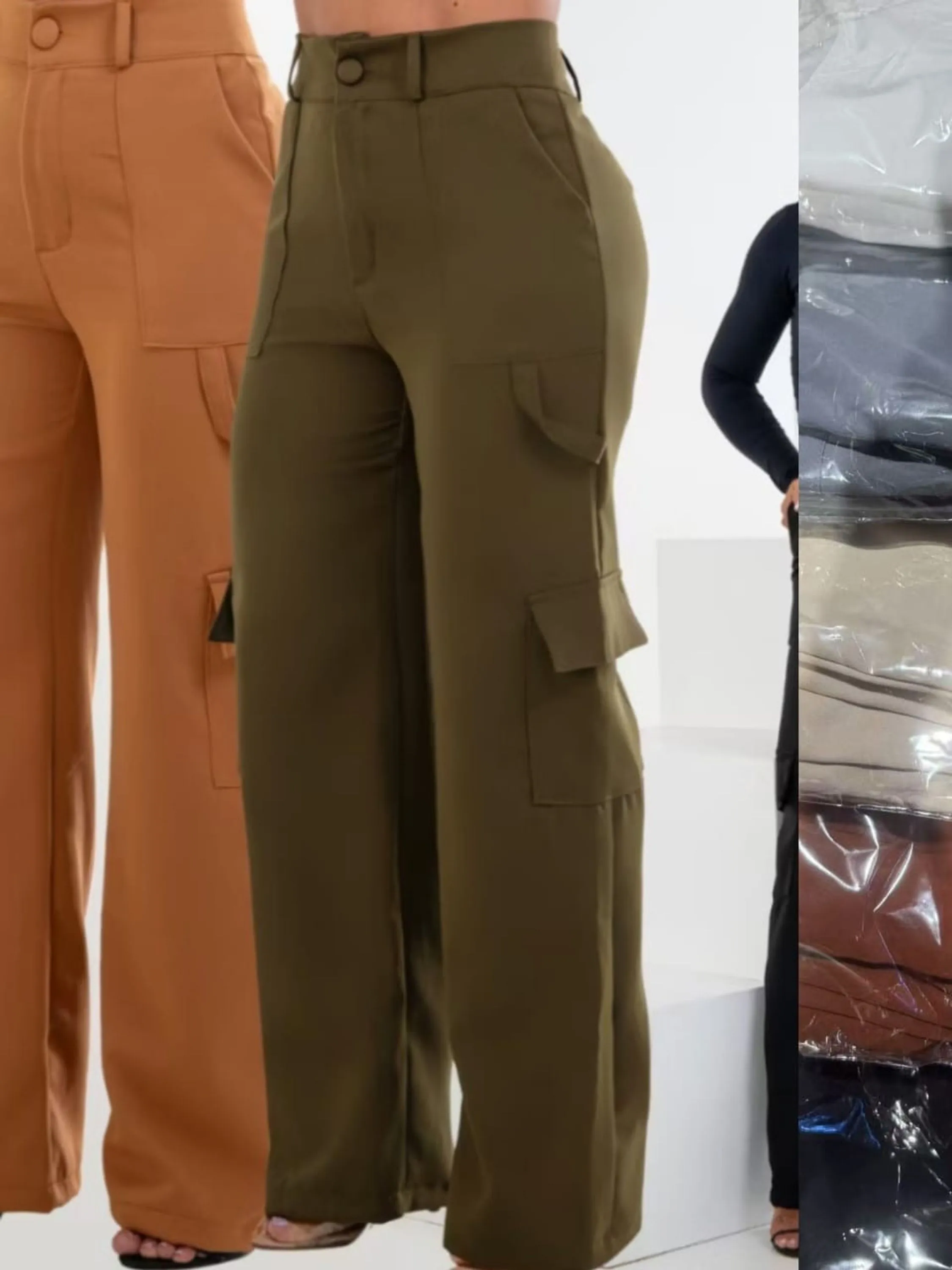 Calça Pantalona Cargo Alfaiataria