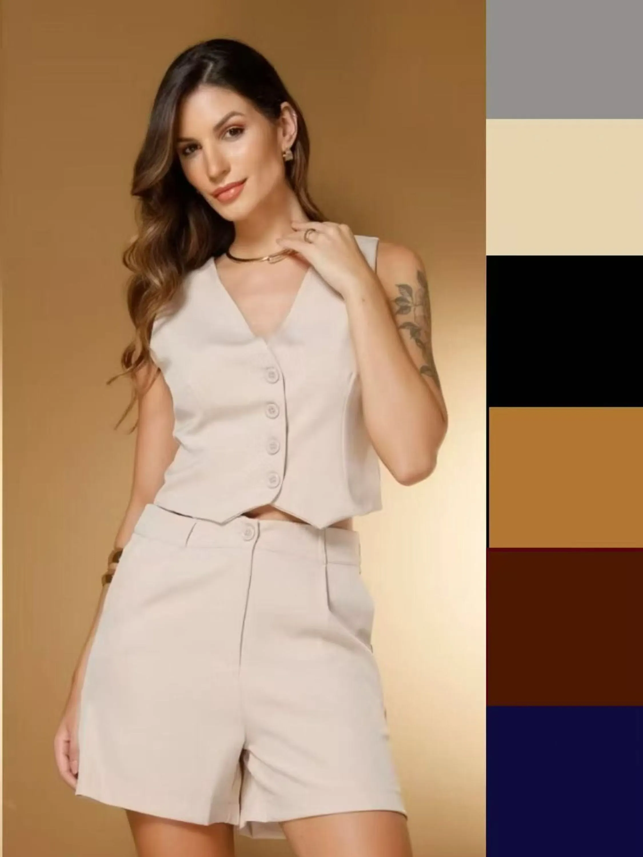 Conjunto Alfaiataria colete e shorts