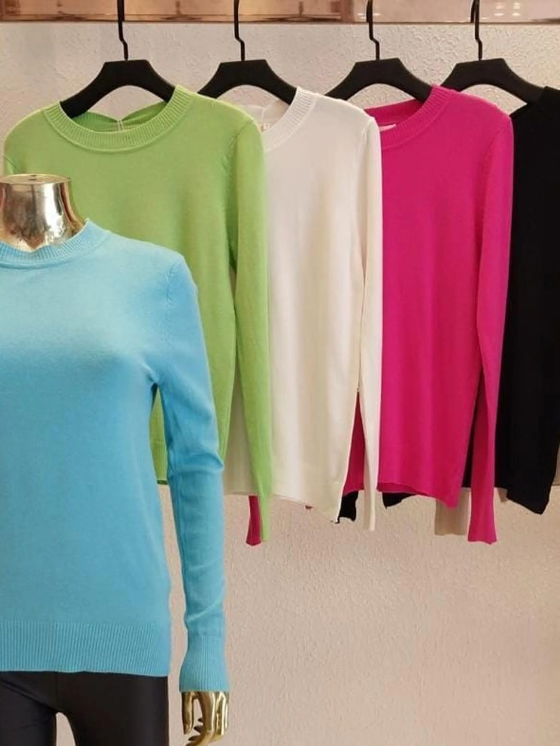 Blusa modal manga longa gola redonda