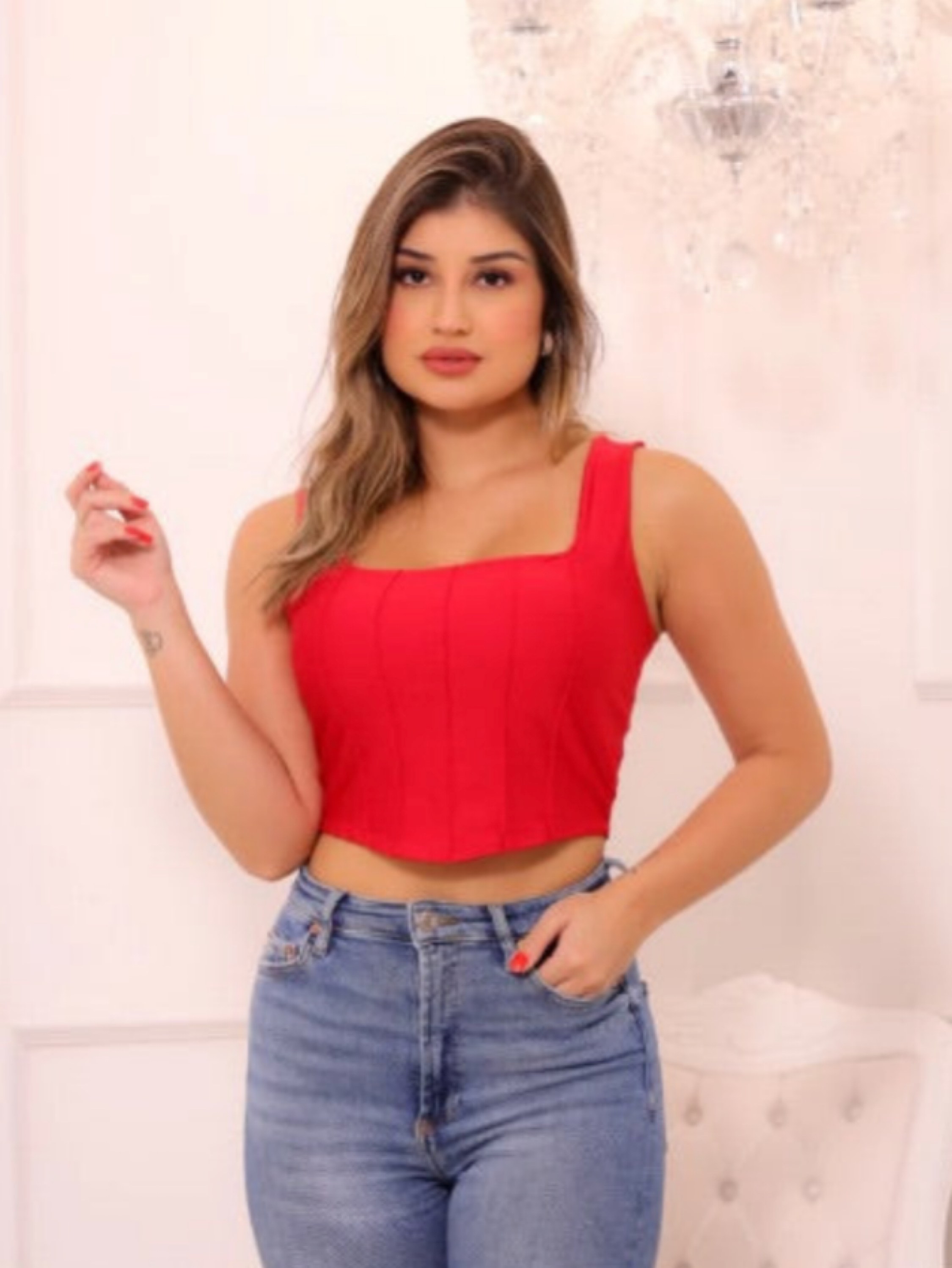 Cropped Alça Larga Meio Listra Suplex FF-CROP-004