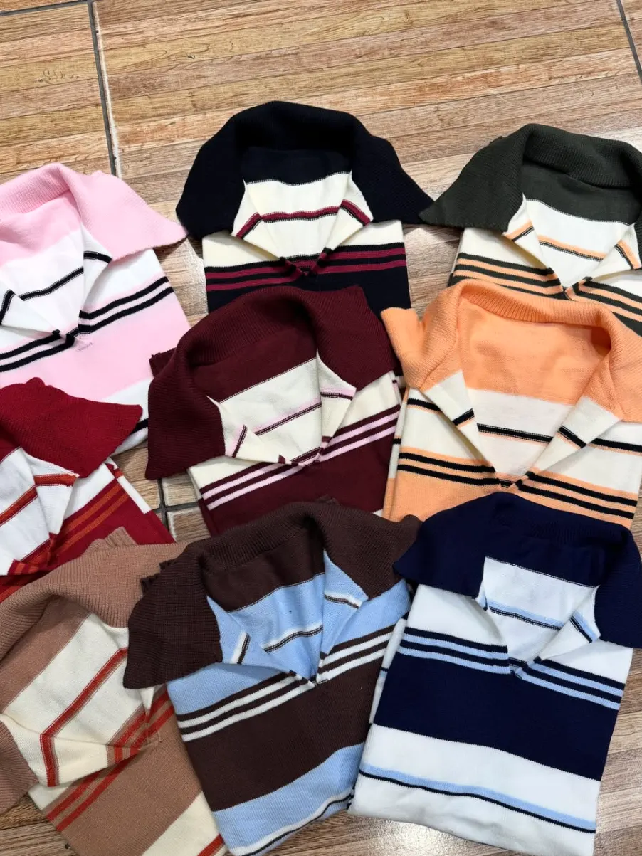 Blusa Gola Polo Listrada Modal Tamanho Único 36‑42