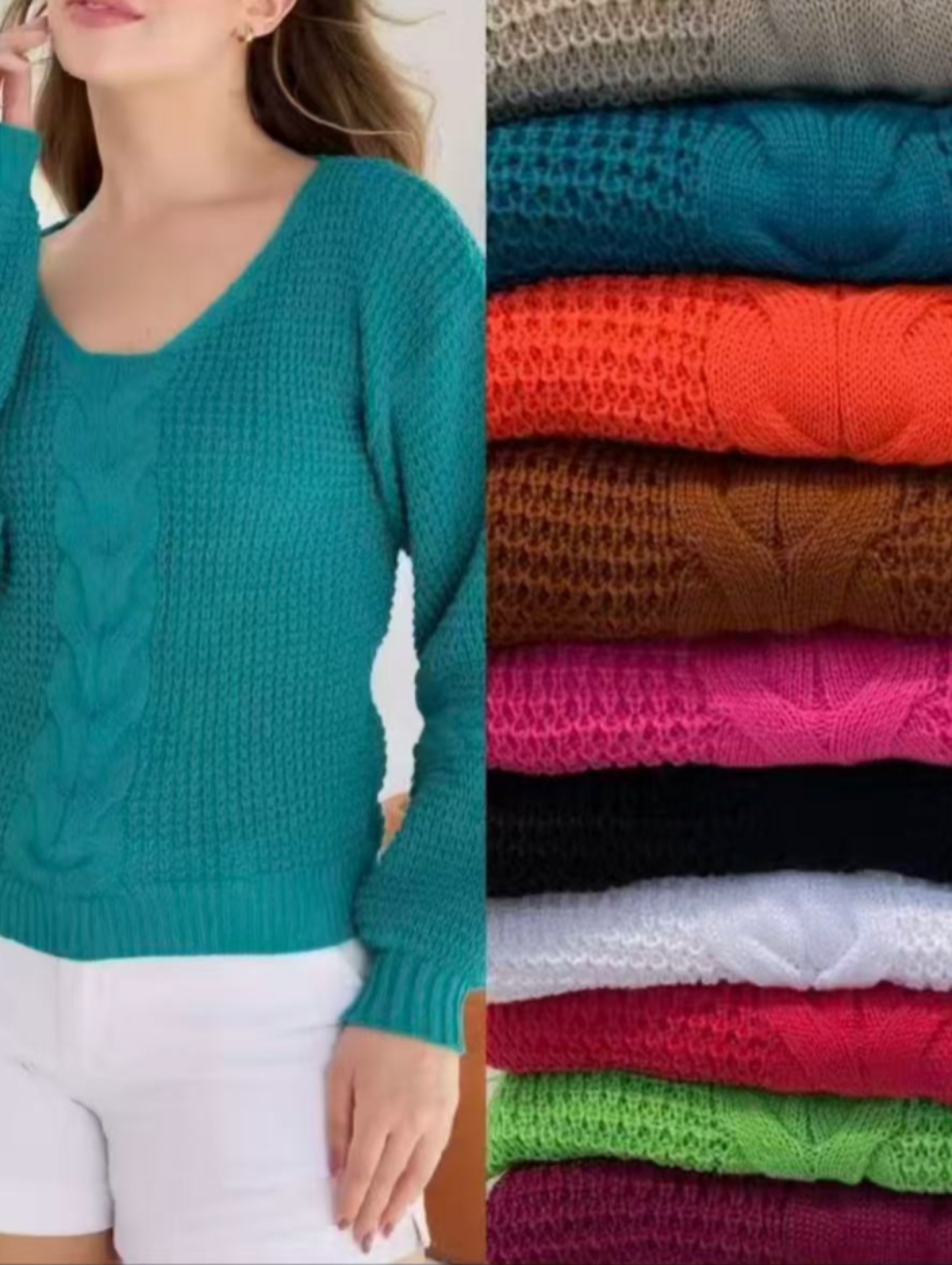 Suéter Trança Feminino Inverno