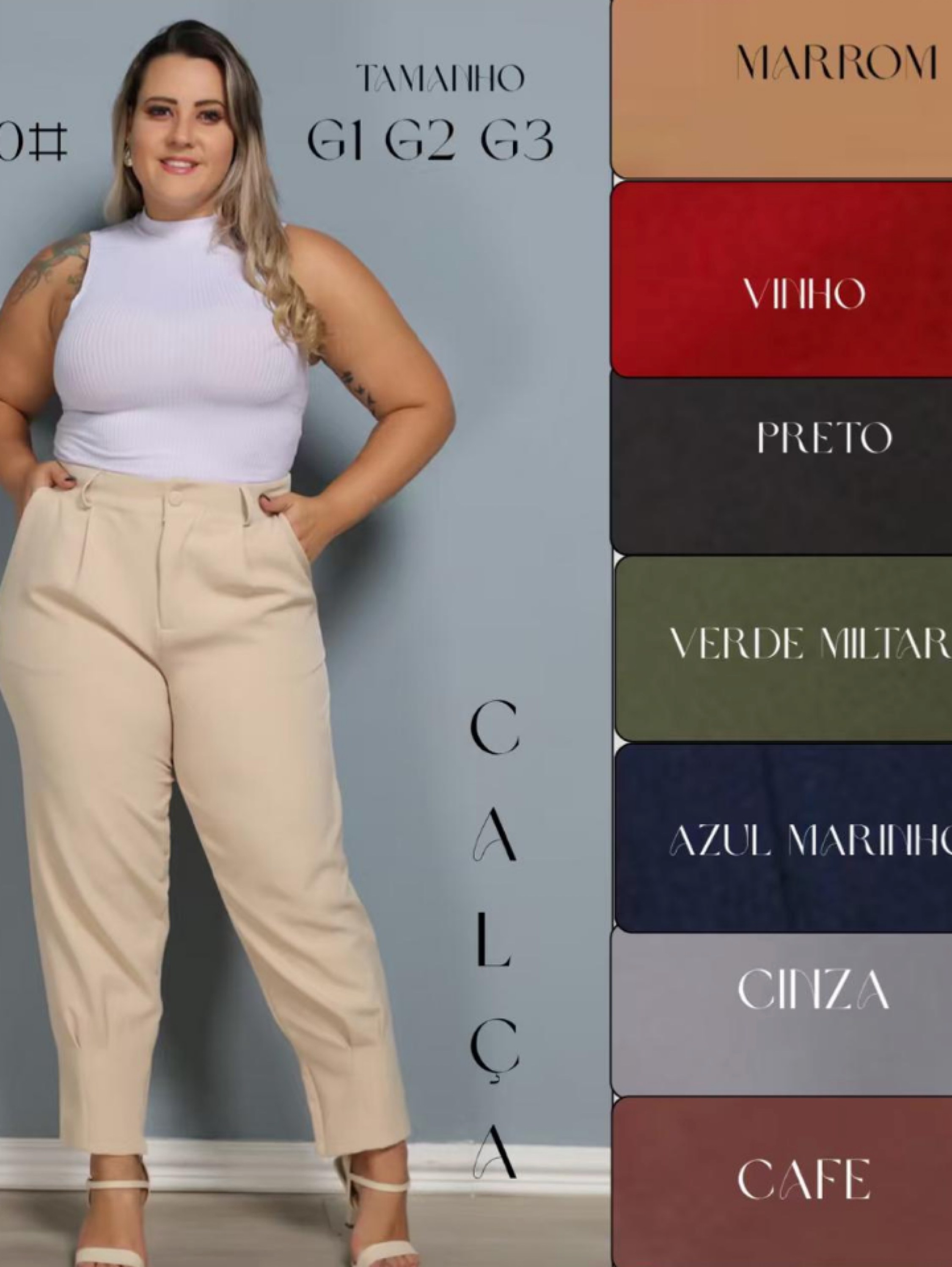 Calça Cenoura Plus Size Alfaiataria FF-CAL-012-CSS-450